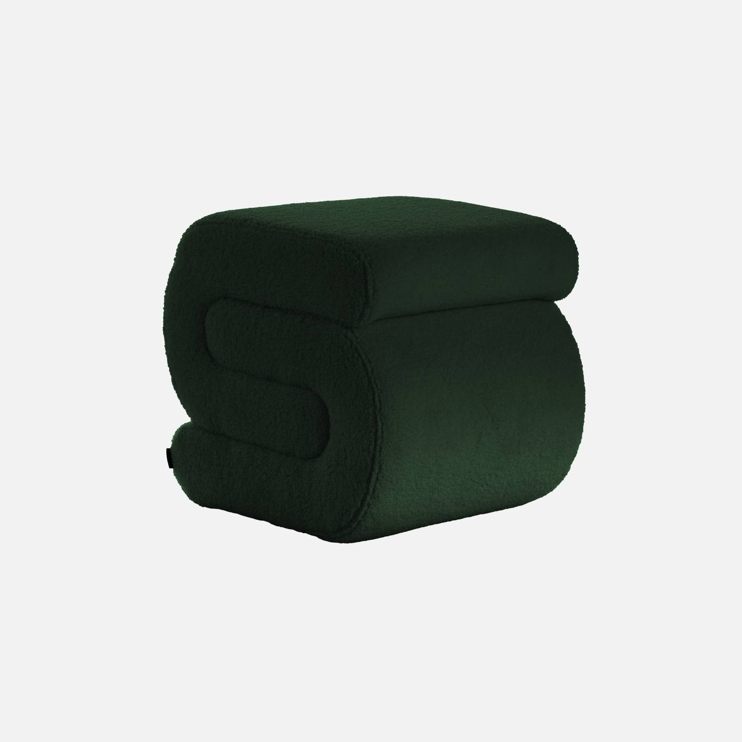 Banc design revêtement bouclette vert 1 place L 43 x P 47 x H 44cm - Sasha