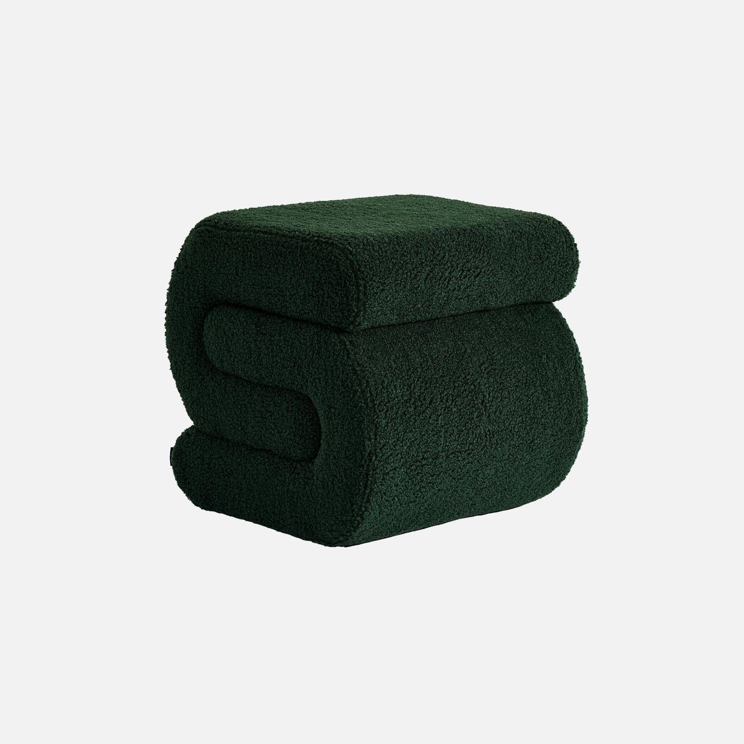 Banco de diseño en evestimiento borreguito, 1 plaza, Sasha, Verde, 43x47x45 cm,sweeek,Photo1