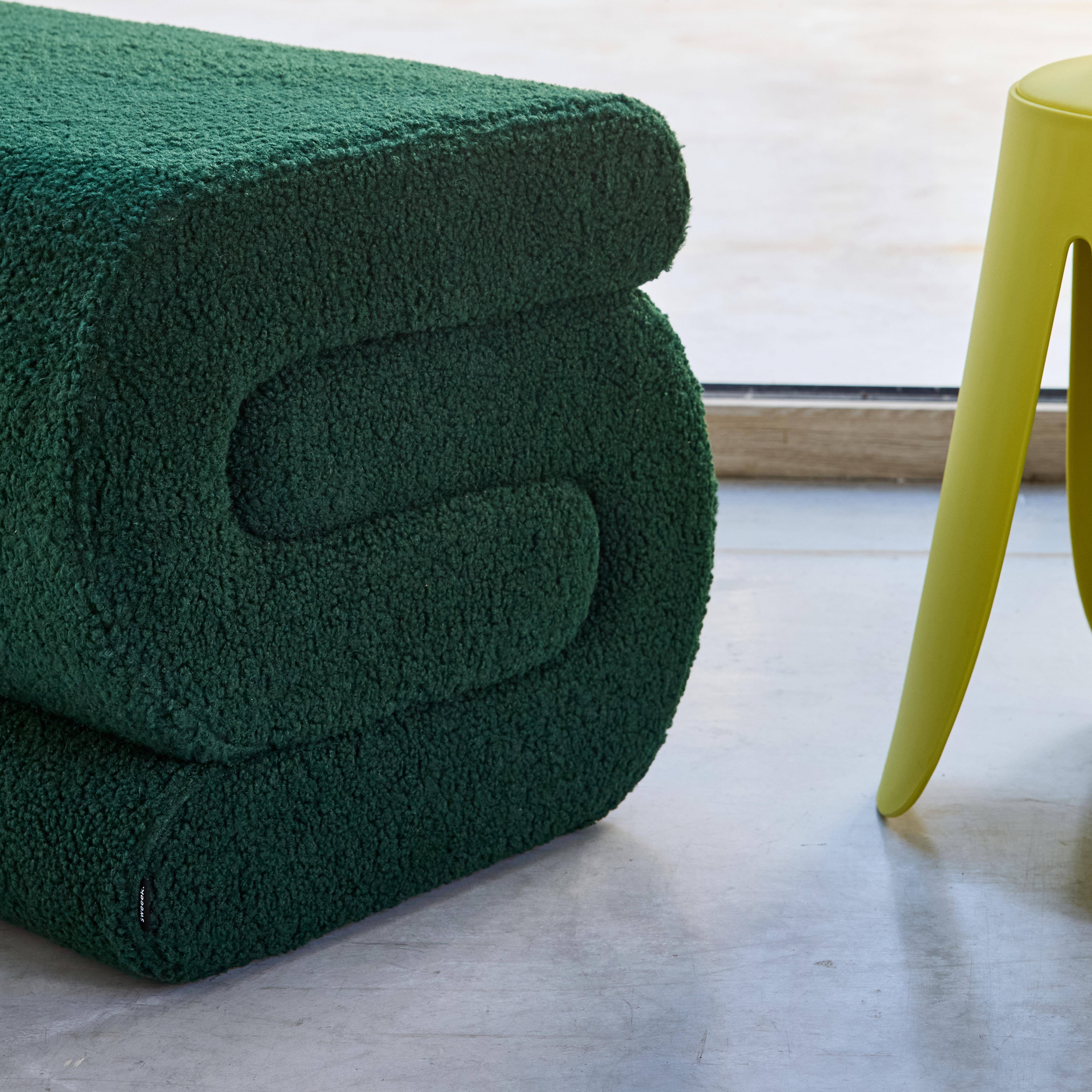 Designbank boucléstof 1 plaats groen L 43 x B 47 x H 44cm - Sasha Photo3