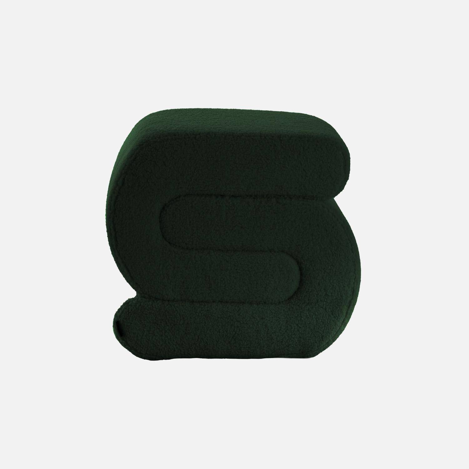 Banc design revêtement bouclette vert 1 place L 43 x P 47 x H 44cm - Sasha Photo2