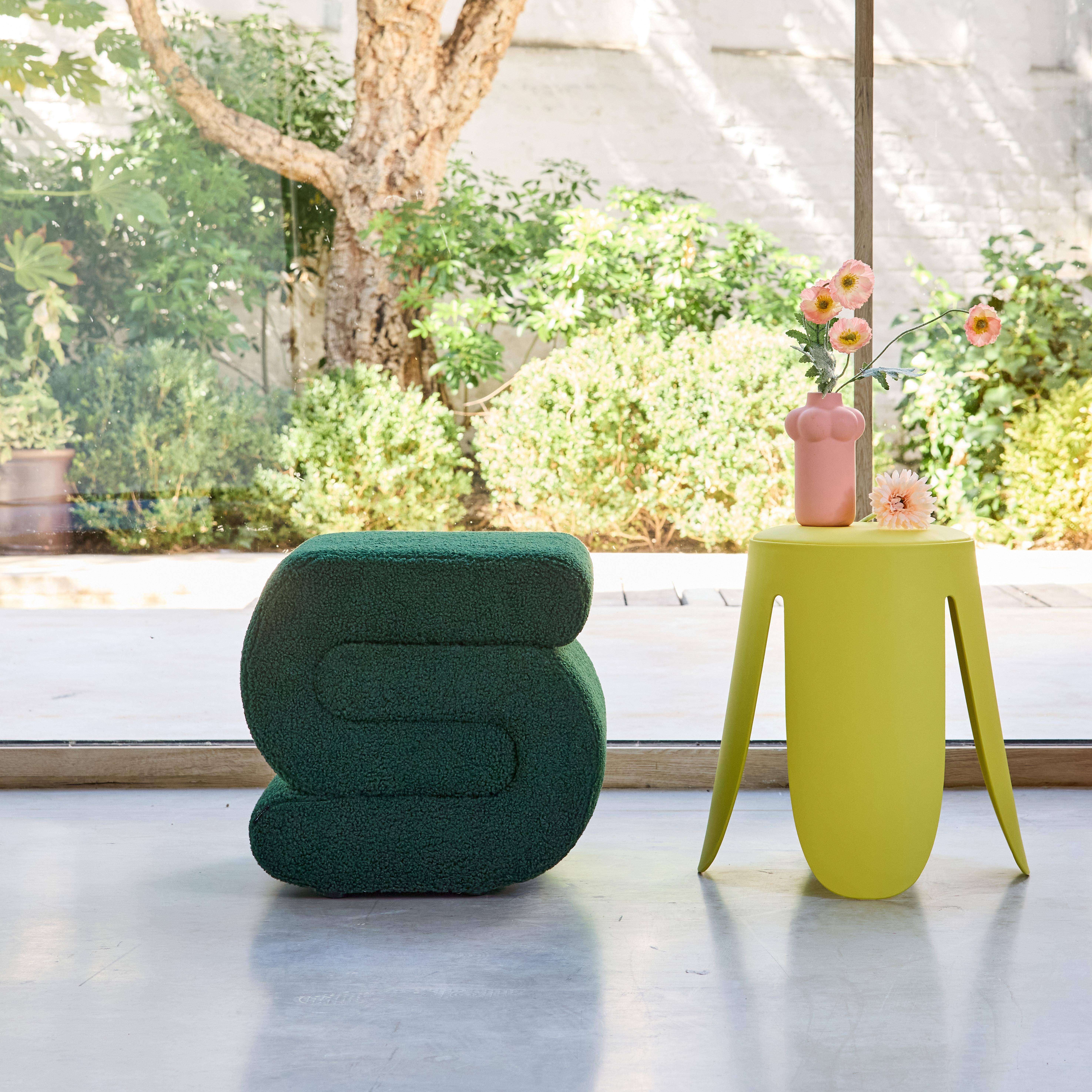 Designbank boucléstof 1 plaats groen L 43 x B 47 x H 44cm - Sasha Photo2