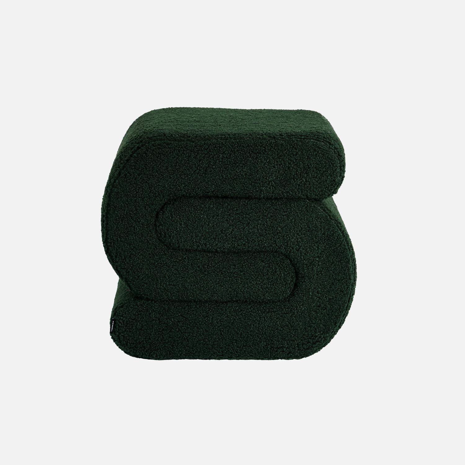 Banco de diseño en evestimiento borreguito, 1 plaza, Sasha, Verde, 43x47x45 cm,sweeek,Photo2