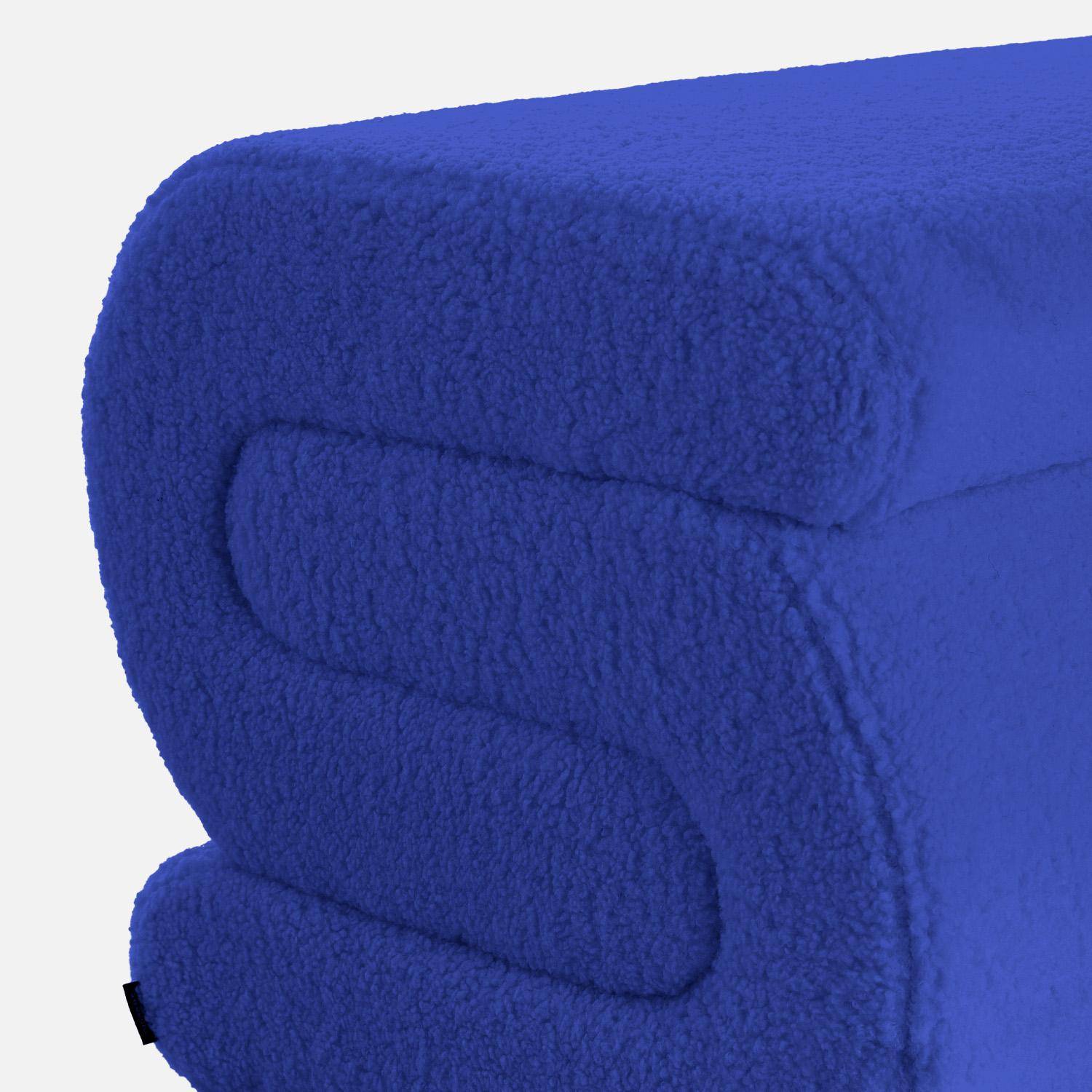 Banc design revêtement bouclette bleu 1 place L 43 x P 47 x H 44cm - Sasha Photo3