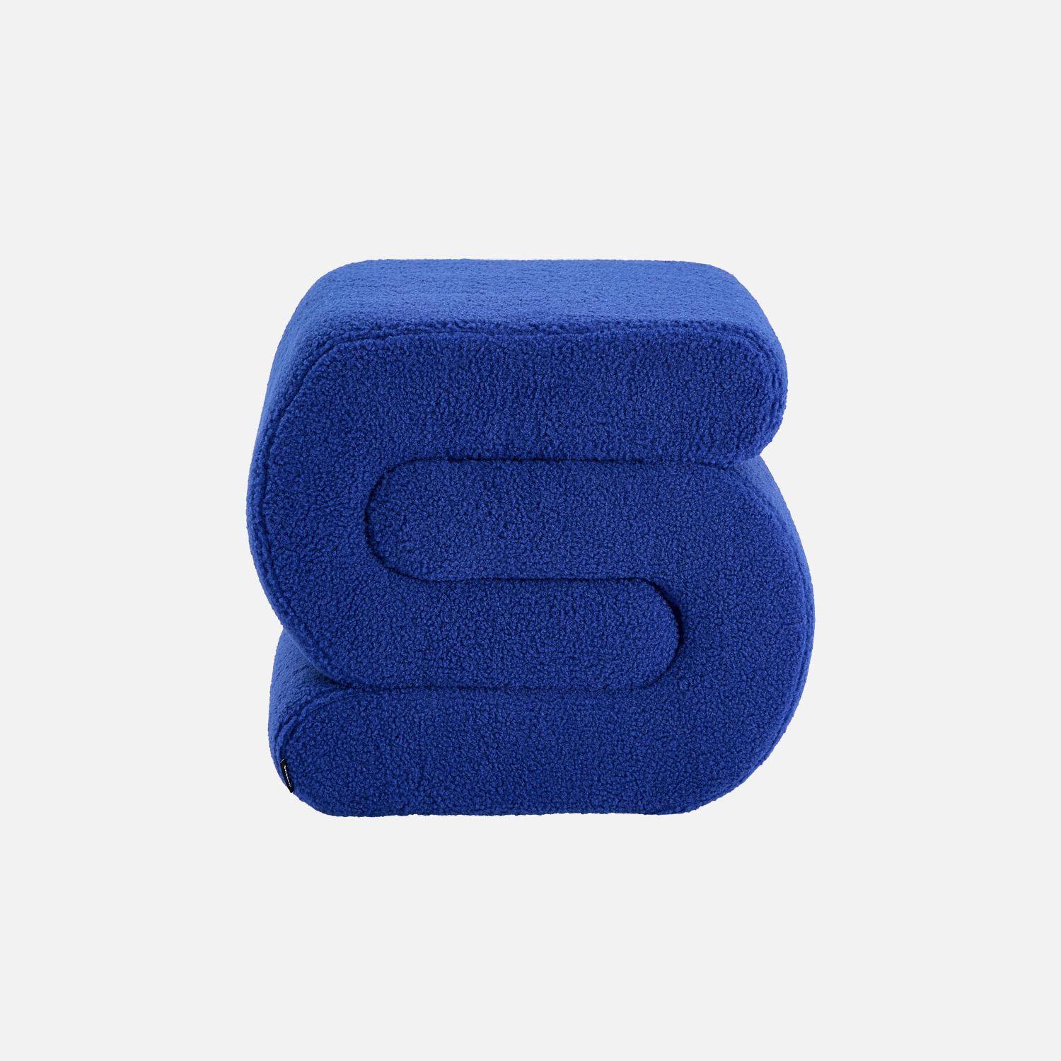 Banco de diseño en evestimiento borreguito, 1 plaza, Sasha, Azul, 43x47x45 cm,sweeek,Photo2