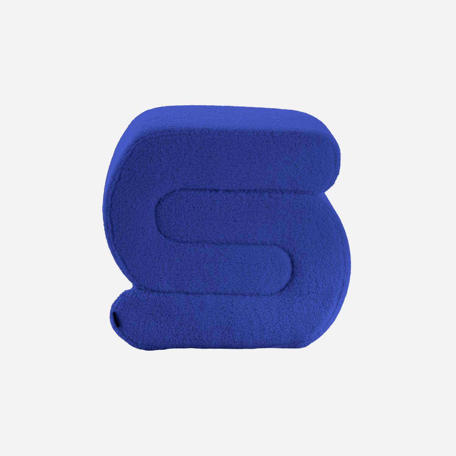 Banc design revêtement bouclette bleu 1 place L 43 x P 47 x H 44cm - Sasha Photo2