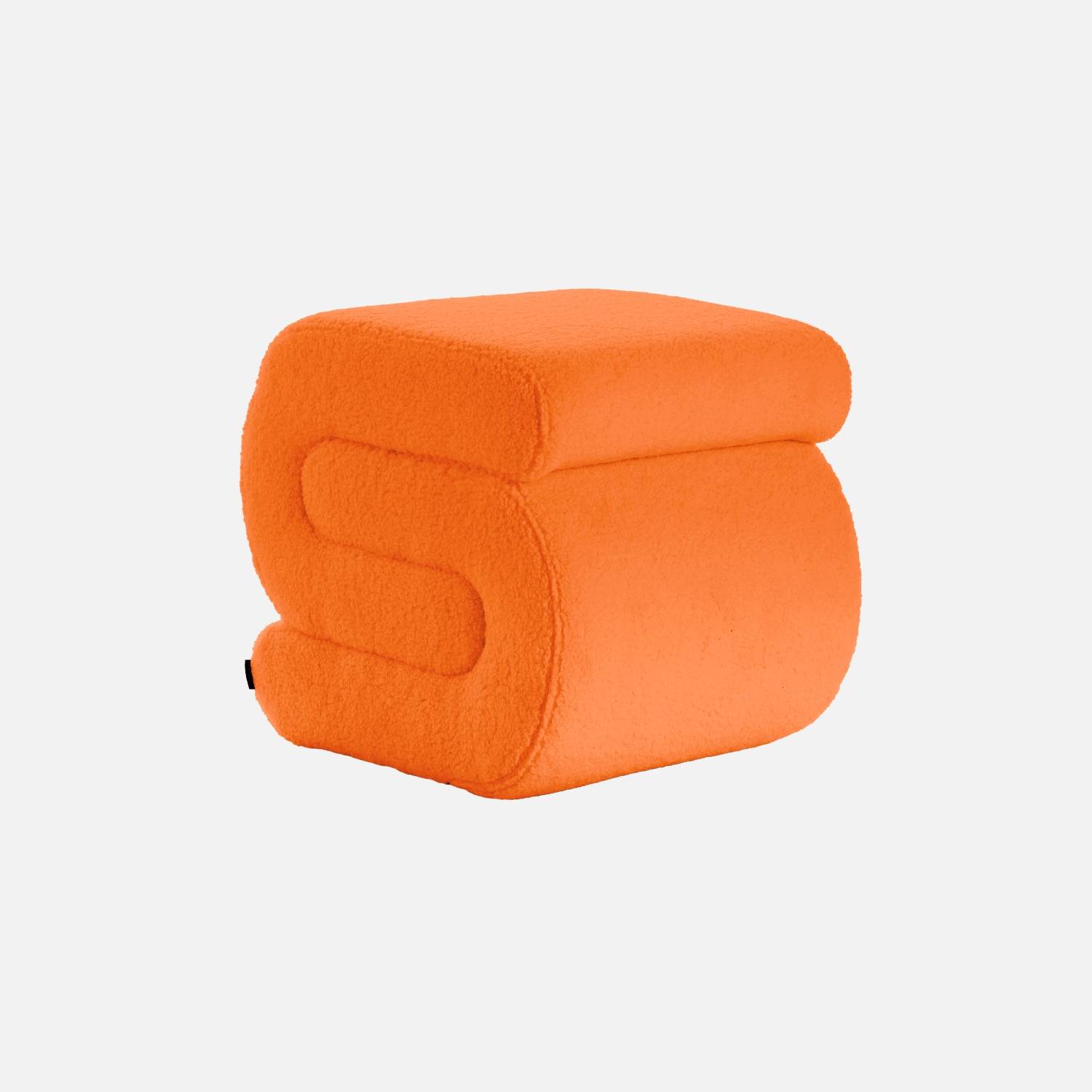 Banc design revêtement bouclette orange 1 place L 43 x P 47 x H 44cm - Sasha