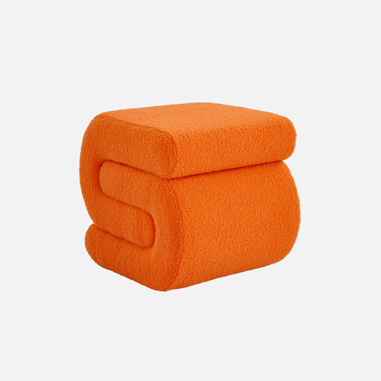 Banc design revêtement bouclette orange 1 place L 43 x P 47 x H 44cm - Sasha Photo1