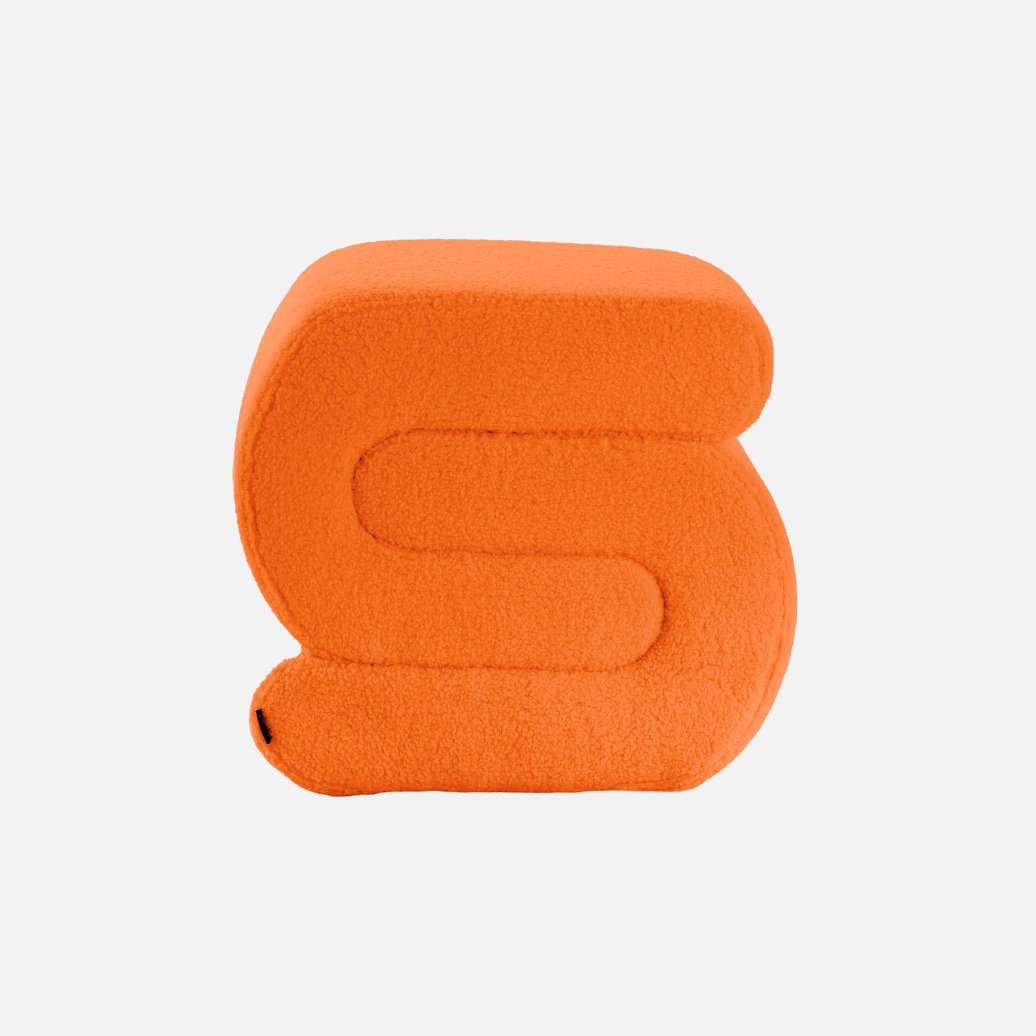 Banc design revêtement bouclette orange 1 place L 43 x P 47 x H 44cm - Sasha Photo2