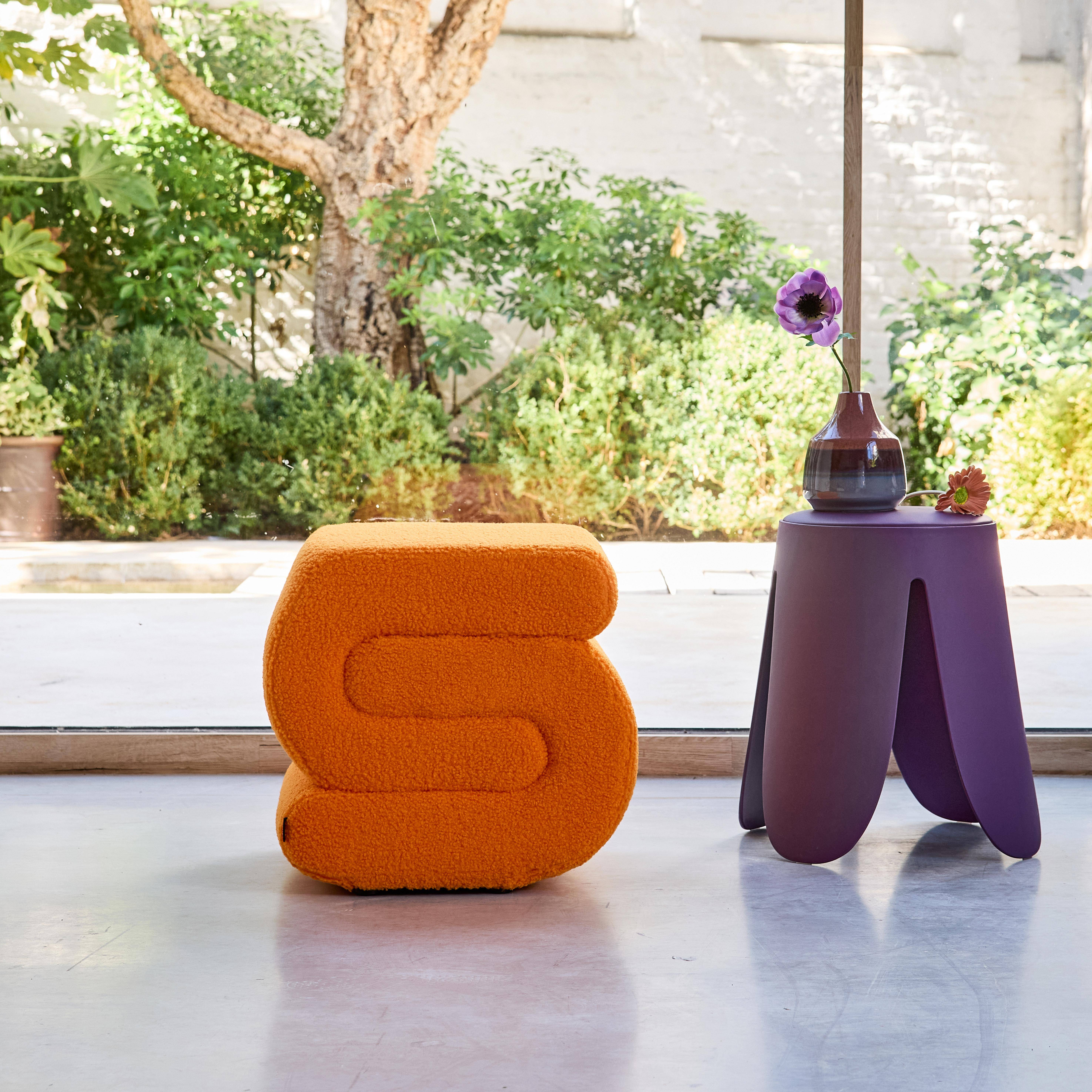 Designbank boucléstof 1 plaats oranje L 43 x B 47 x H 44cm - Sasha,sweeek,Photo2
