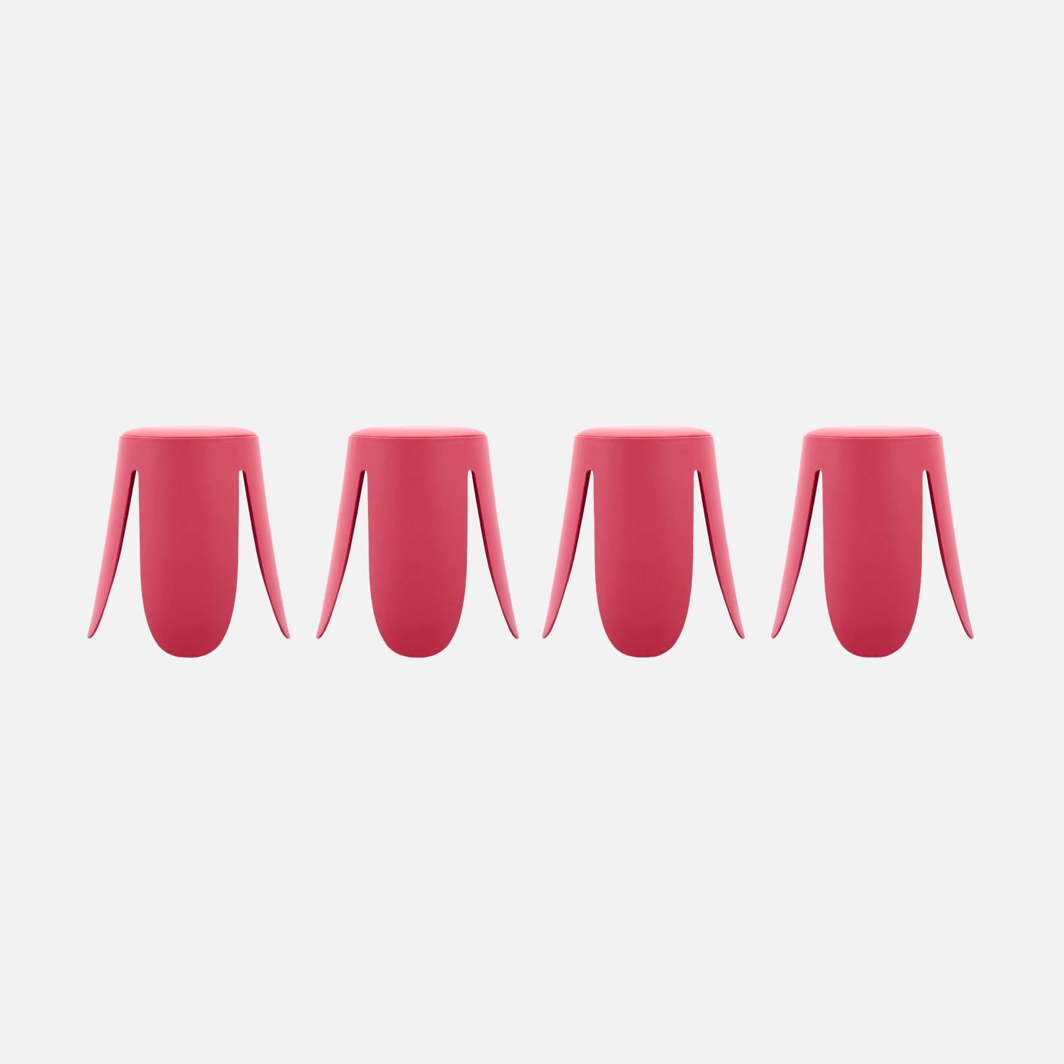 Taburete apilable cuero sintético, set de 4, Rosa