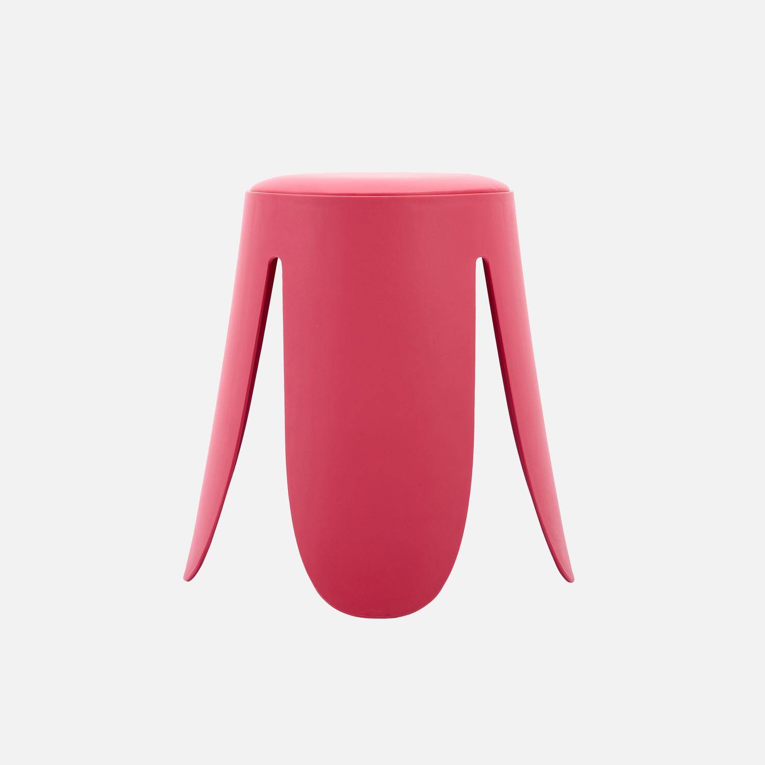 Taburete apilable cuero sintético, set de 4, Niki, Rosa, 44x44x46 cm Photo2