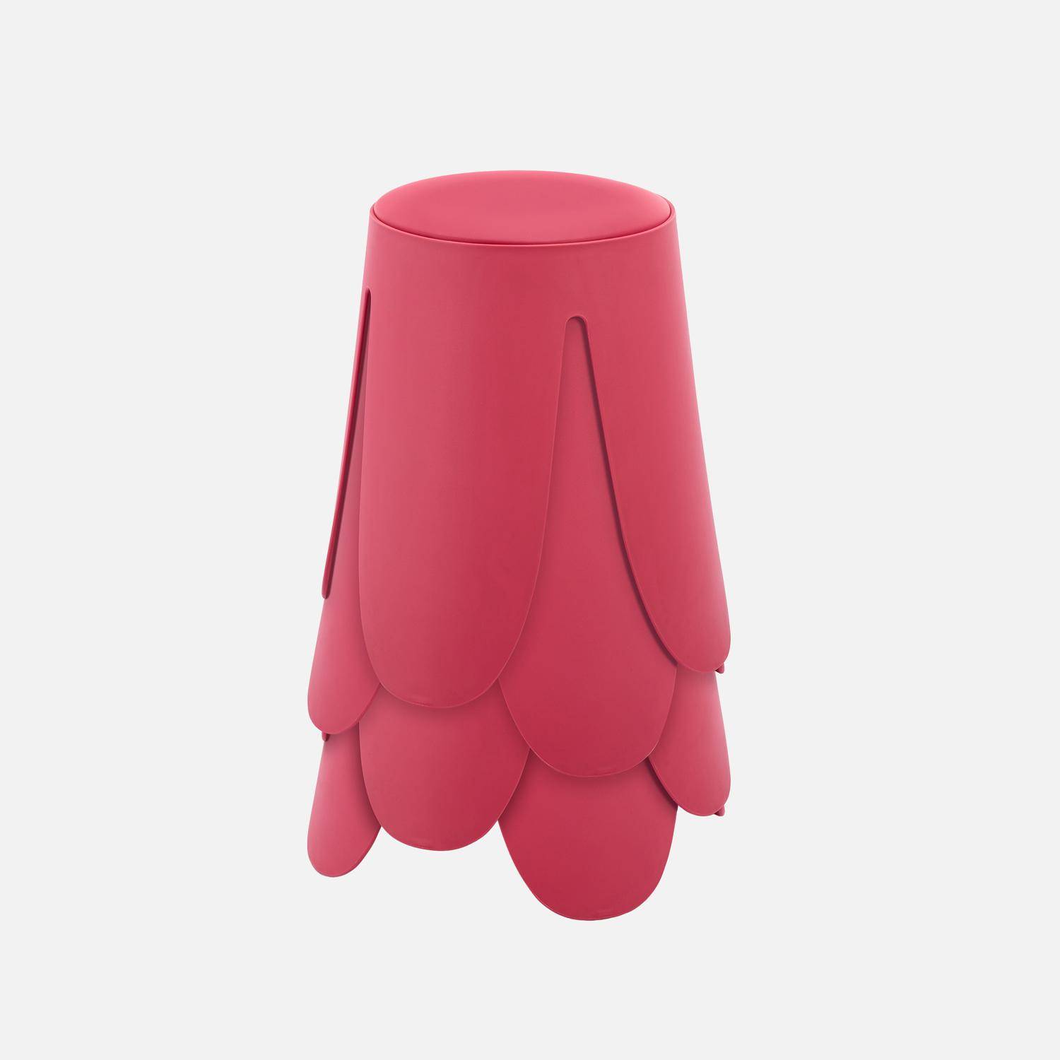 Taburete apilable cuero sintético, set de 4, Niki, Rosa, 44x44x46 cm Photo3