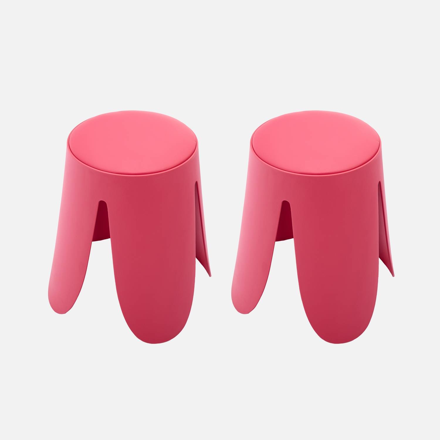 Taburete apilable cuero sintético, set de 2, Rosa