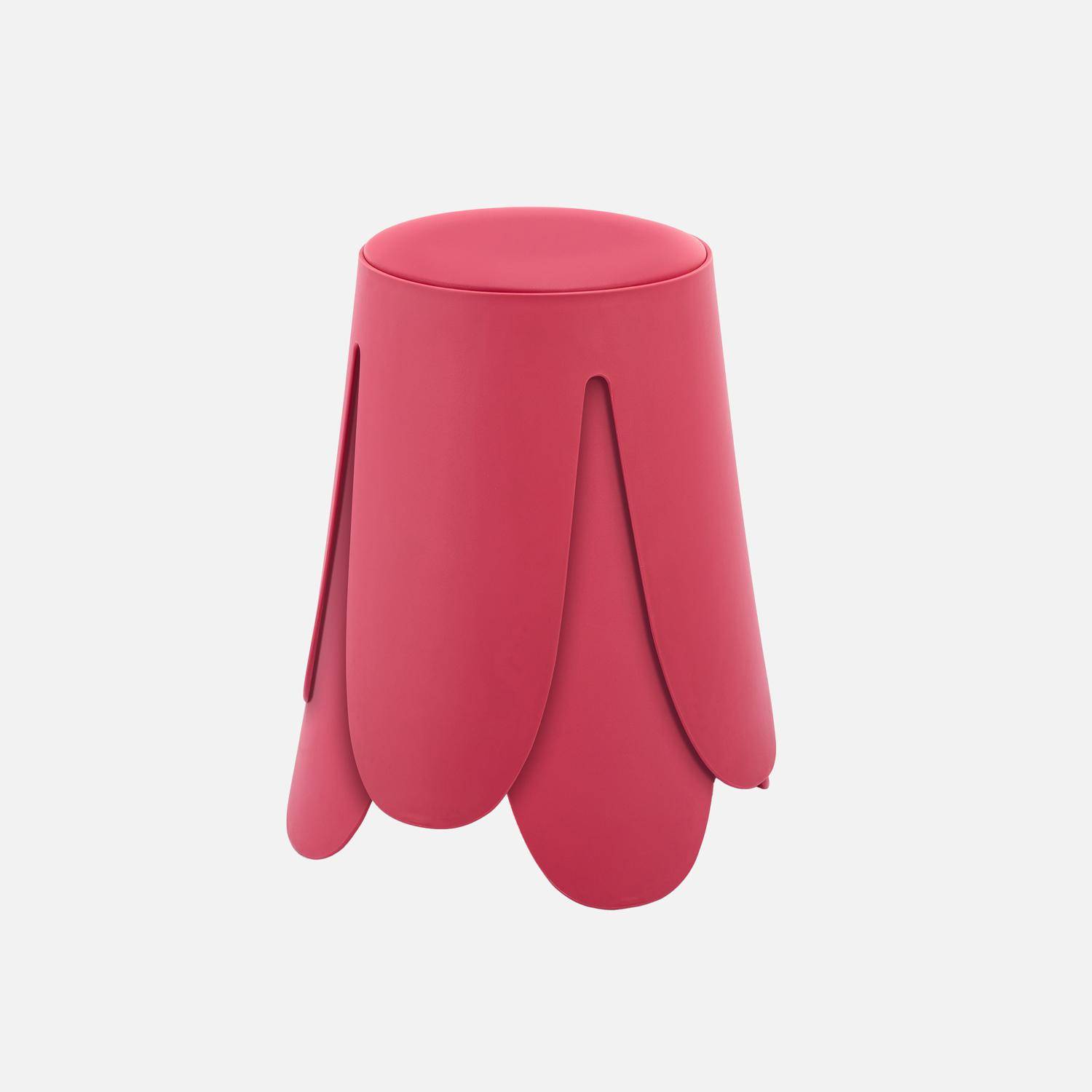 Set de 2 tabourets empilables, simili cuir rose, NIKI, Ø30 / 44 x H46cm,sweeek,Photo3