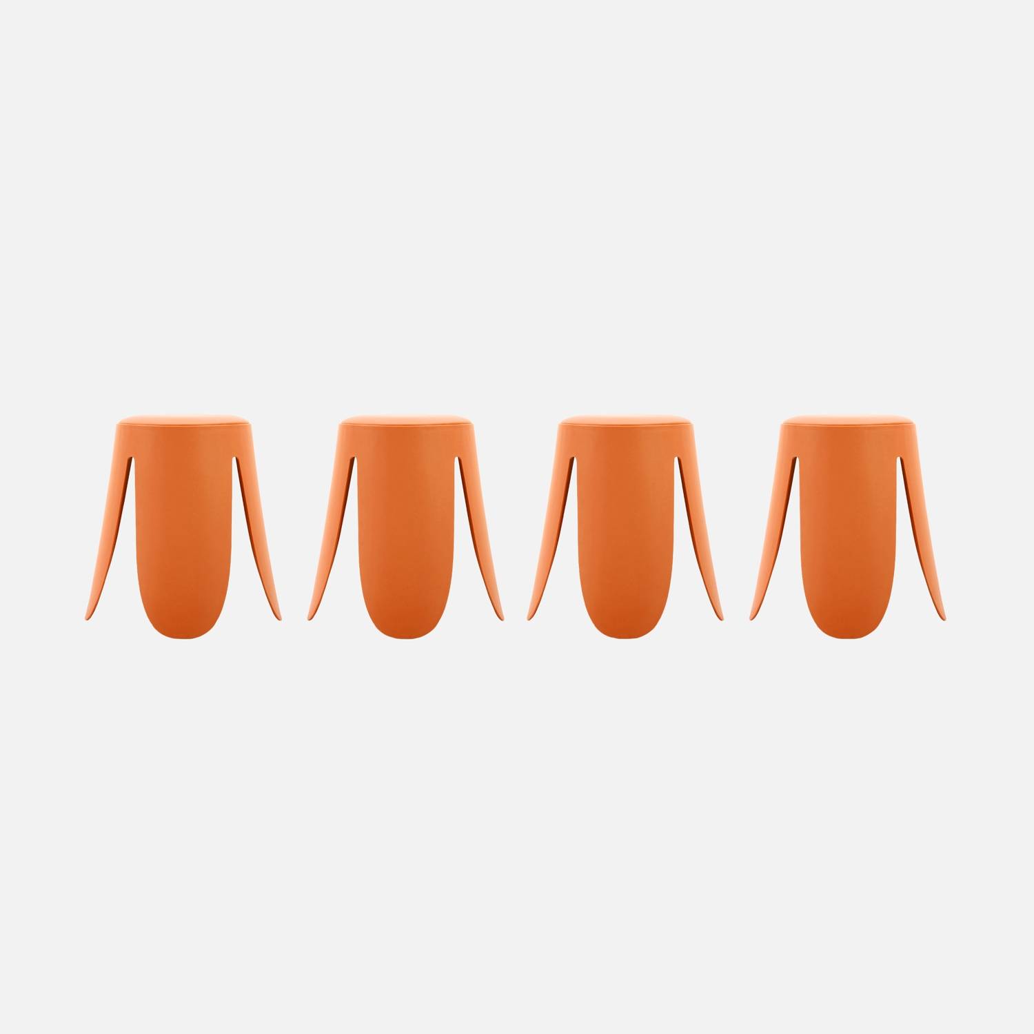Taburete apilable cuero sintético, set de 4, Naranja