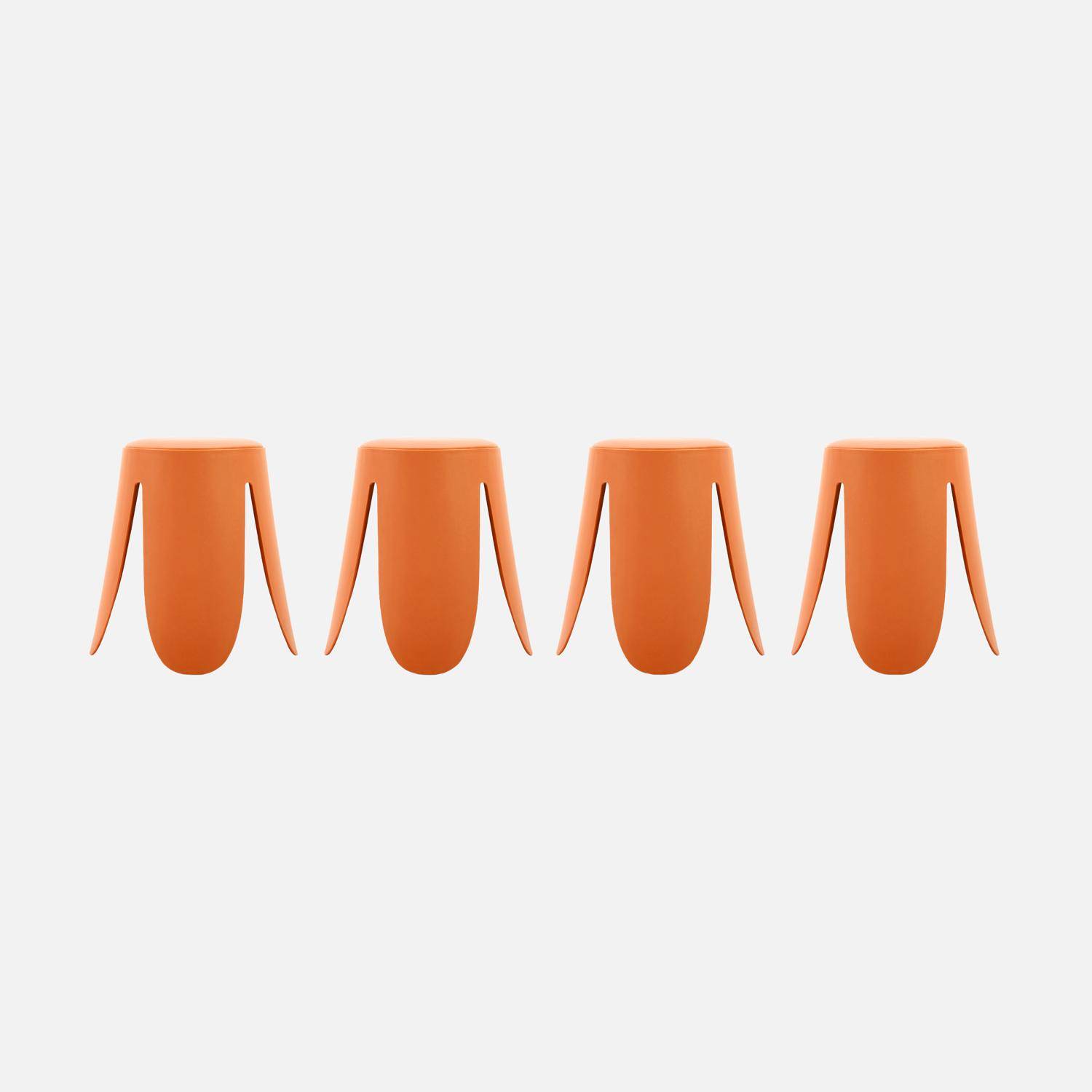 Taburete apilable cuero sintético, set de 4, Niki, Naranja, 44x44x46 cm Photo1
