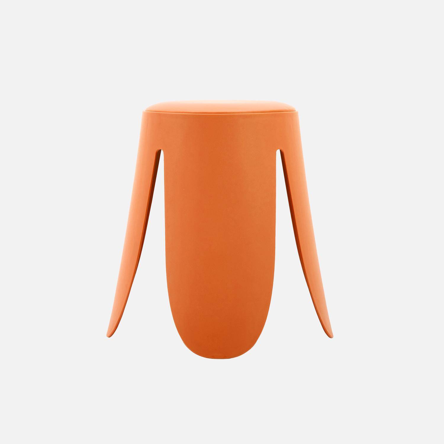 Taburete apilable cuero sintético, set de 4, Niki, Naranja, 44x44x46 cm Photo2