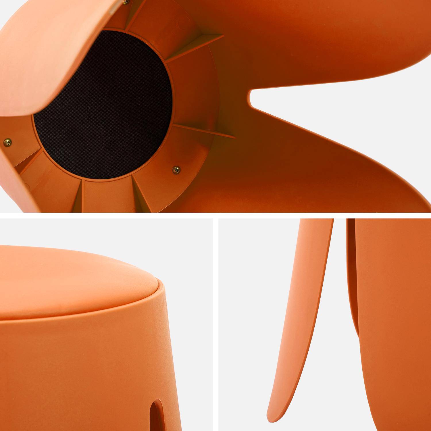Taburete apilable cuero sintético, set de 4, Niki, Naranja, 44x44x46 cm Photo4