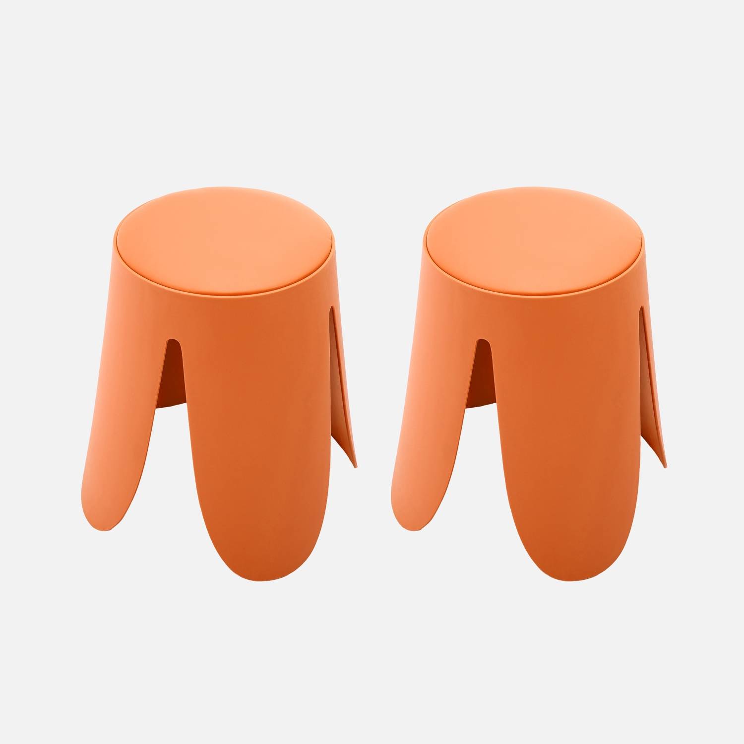 Taburete apilable cuero sintético, set de 2, Naranja