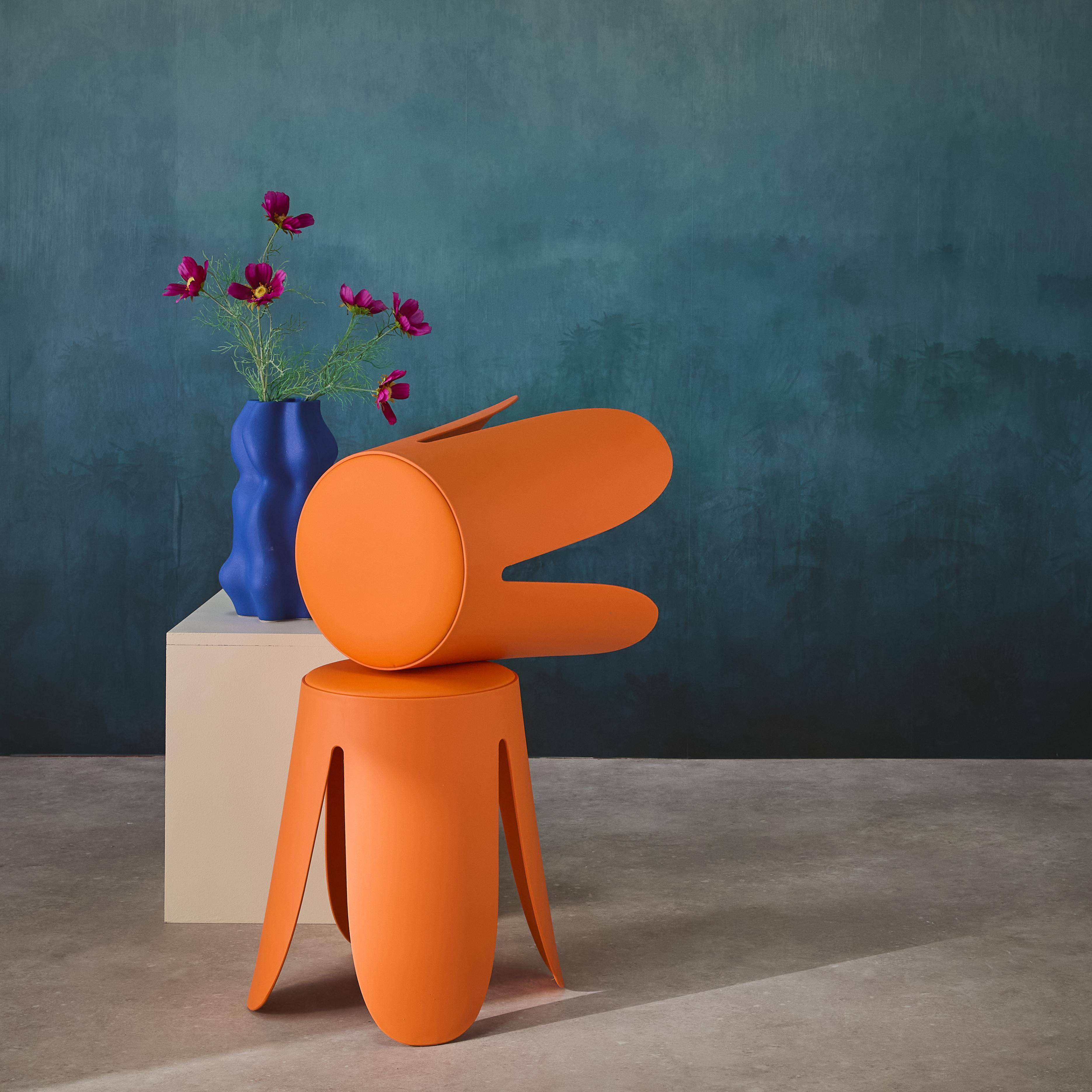 Set di 2 sgabelli impilabili in similpelle, Niki, Arancione, 44x44x46 cm,sweeek,Photo2