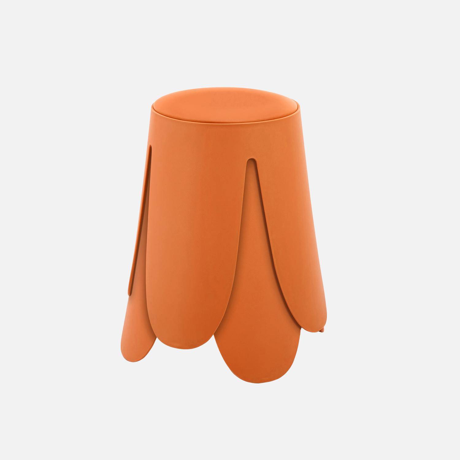 Taburete apilable cuero sintético, set de 2, Niki, Naranja, 44x44x46 cm,sweeek,Photo3