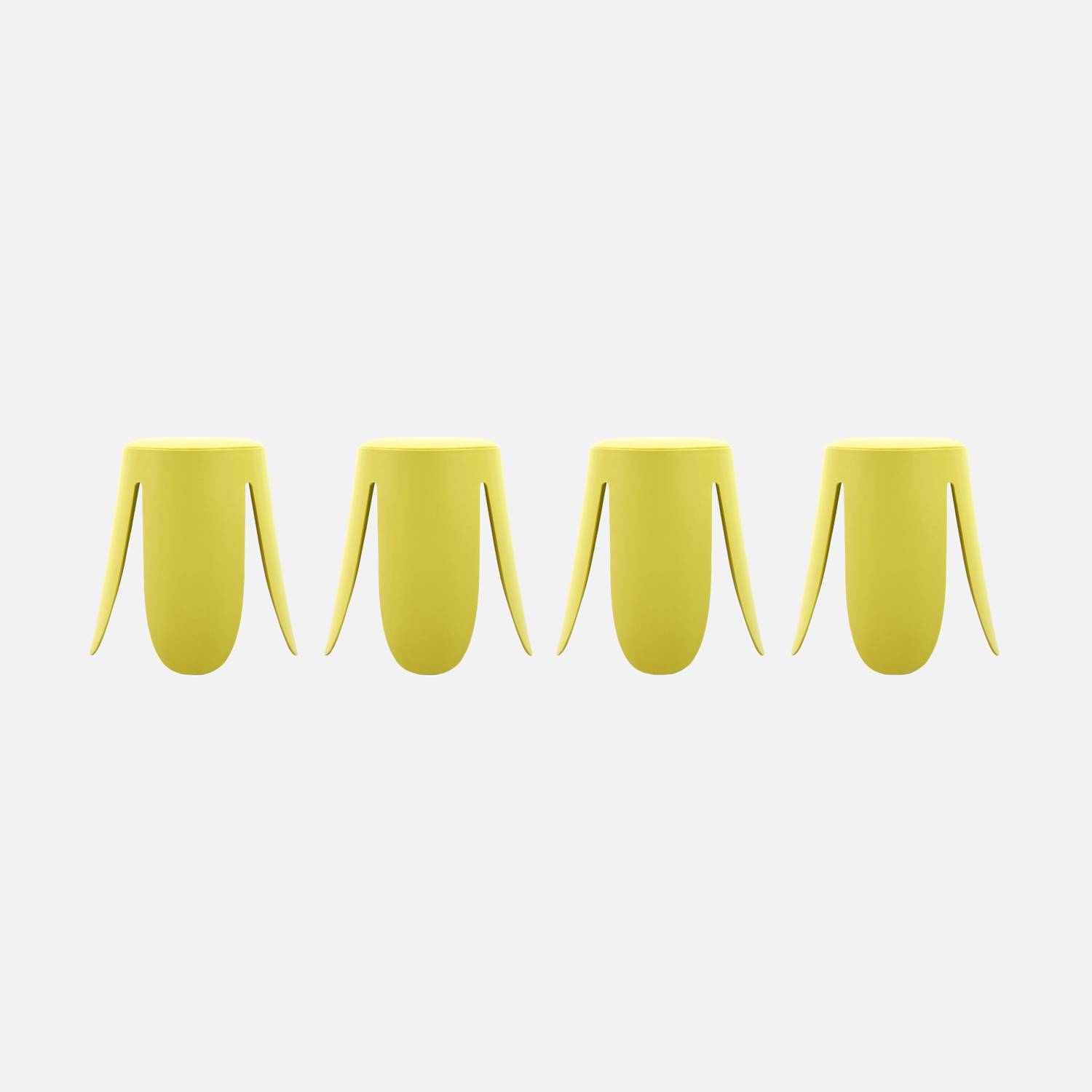 Taburete apilable cuero sintético, set de 4, Amarillo