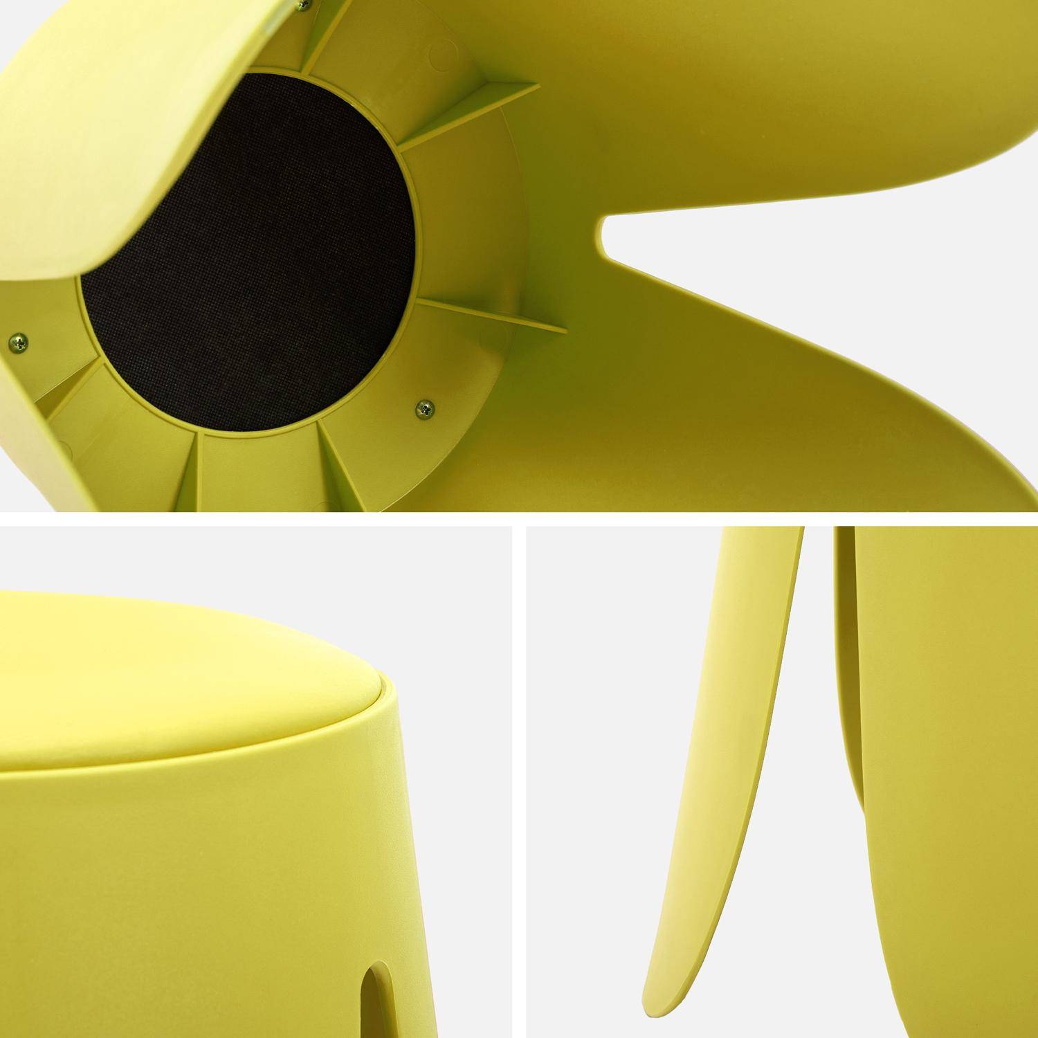 Taburete apilable cuero sintético, set de 4, Niki, Amarillo, 44x44x46 cm Photo4