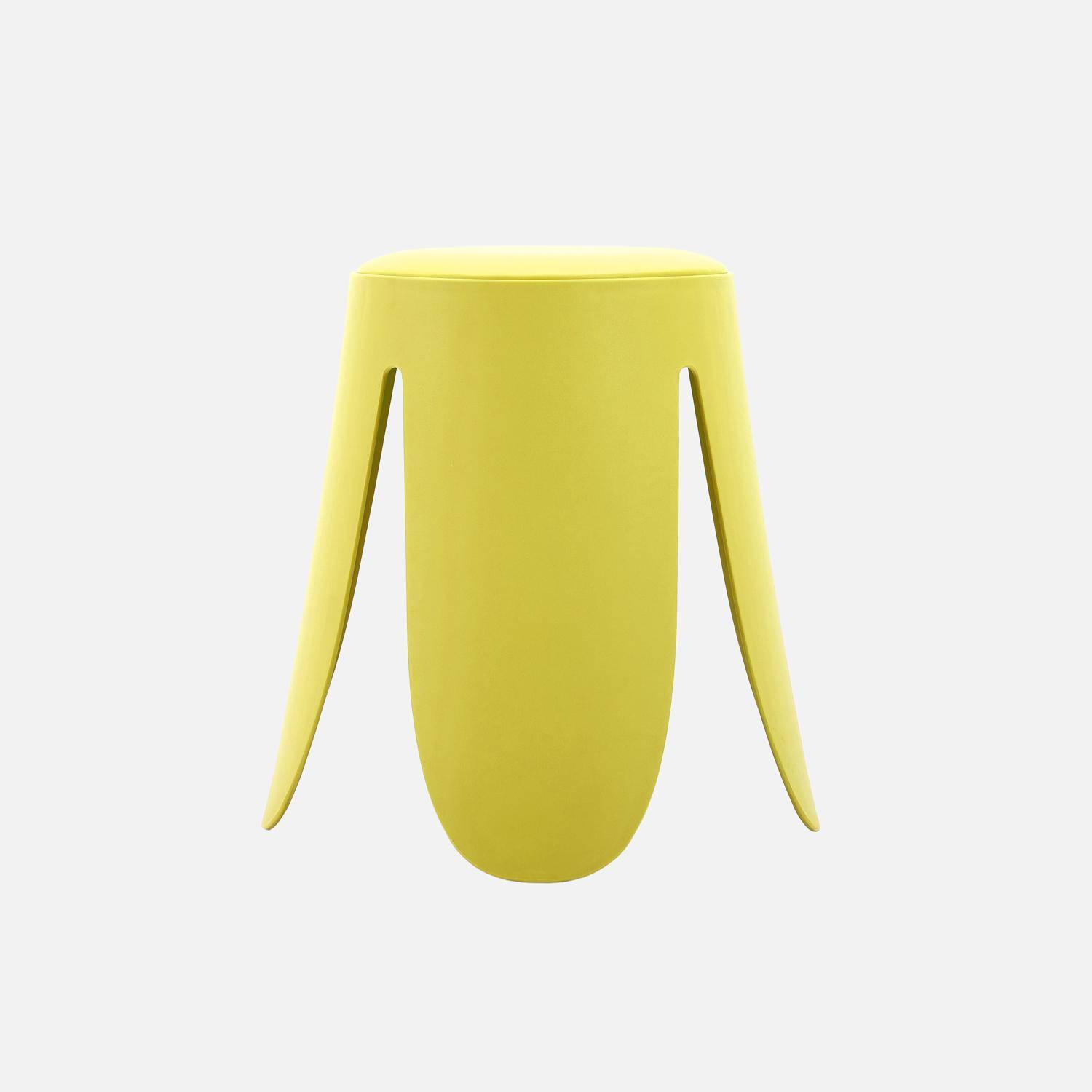 Taburete apilable cuero sintético, set de 4, Niki, Amarillo, 44x44x46 cm Photo2
