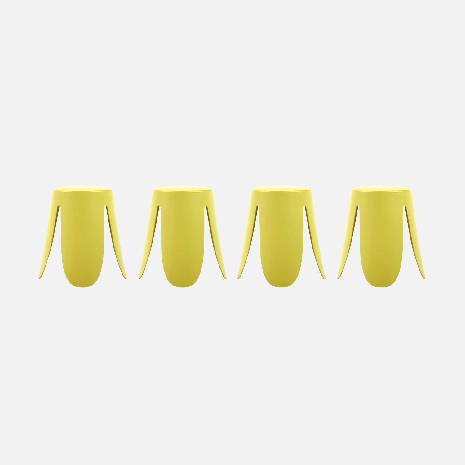 Taburete apilable cuero sintético, set de 4, Niki, Amarillo, 44x44x46 cm Photo1