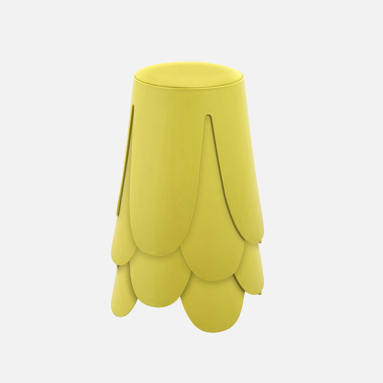 Taburete apilable cuero sintético, set de 4, Niki, Amarillo, 44x44x46 cm Photo3
