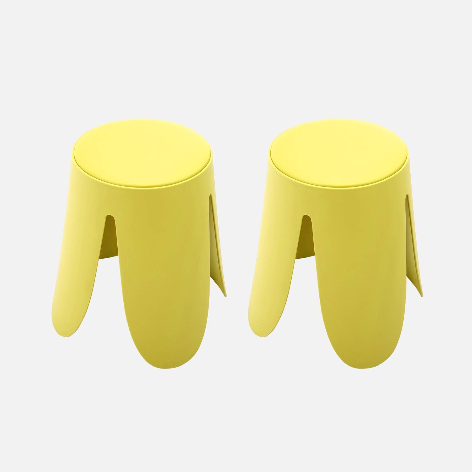 Taburete apilable cuero sintético, set de 2, Amarillo