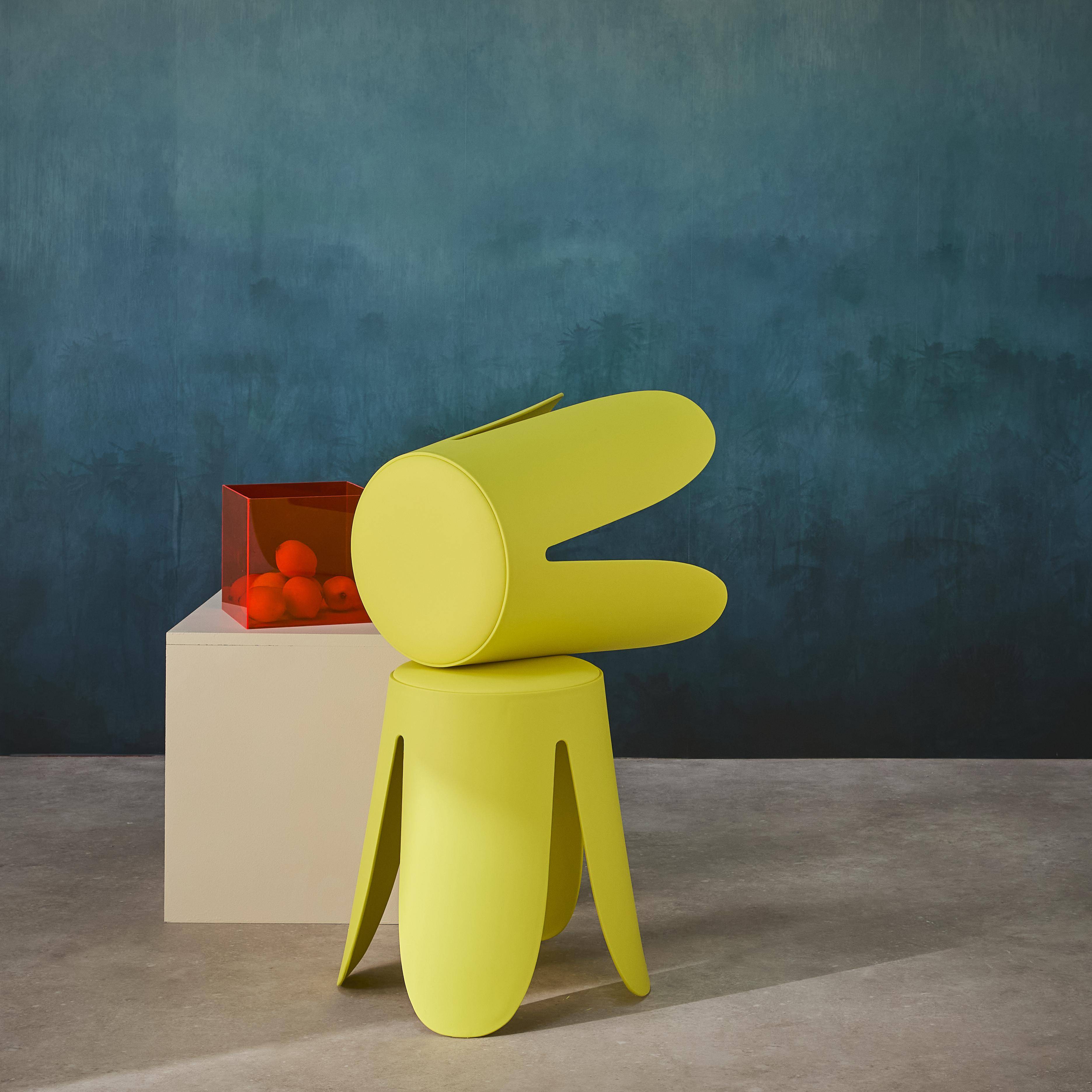 Taburete apilable cuero sintético, set de 2, Niki, Amarillo, 44x44x46 cm Photo2