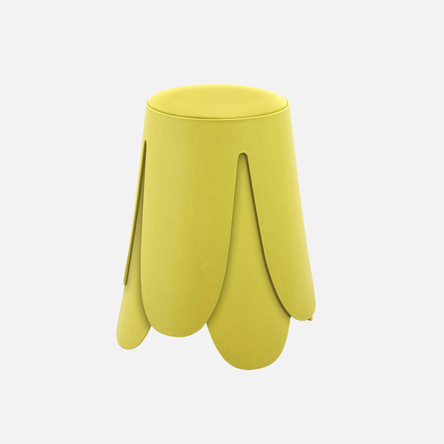 Taburete apilable cuero sintético, set de 2, Niki, Amarillo, 44x44x46 cm Photo3