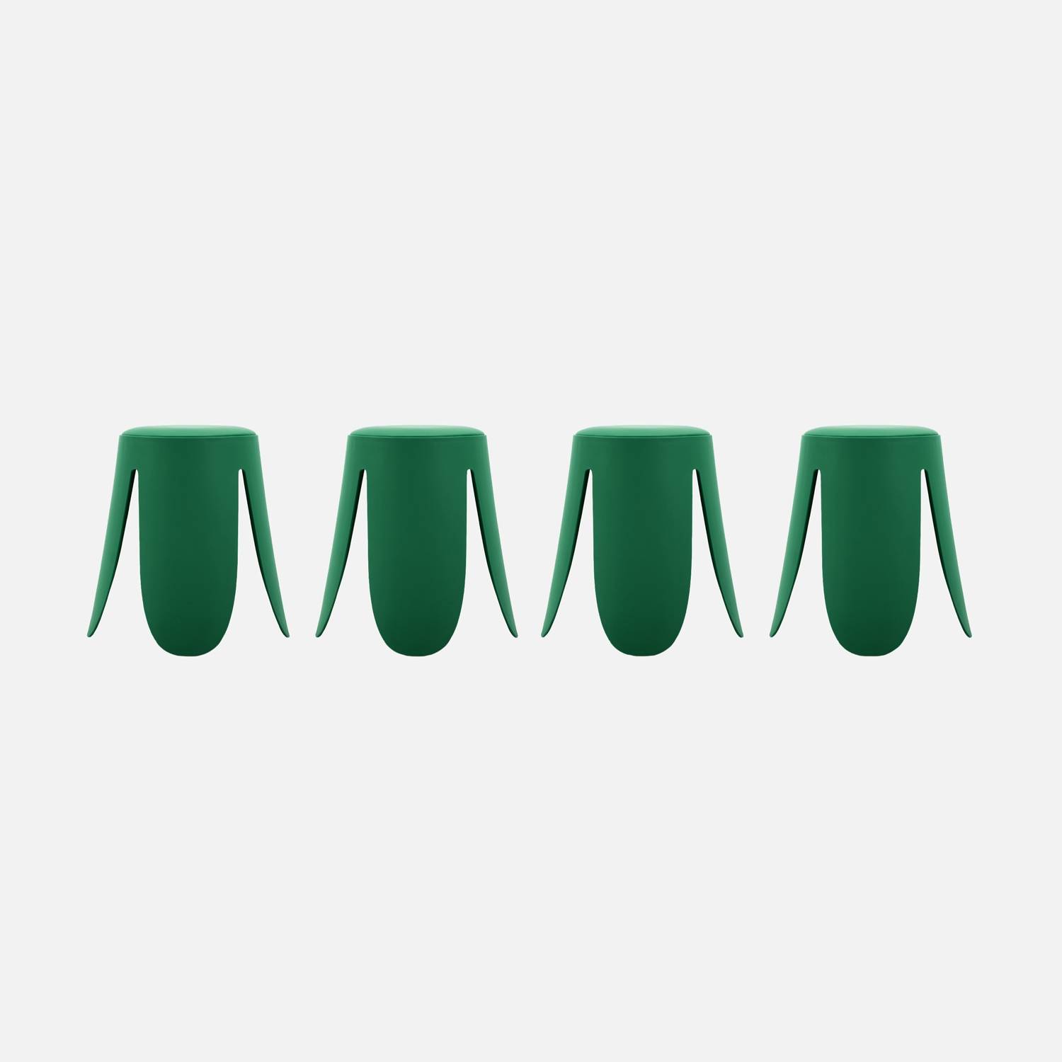 Taburete apilable cuero sintético, set de 4, Verde