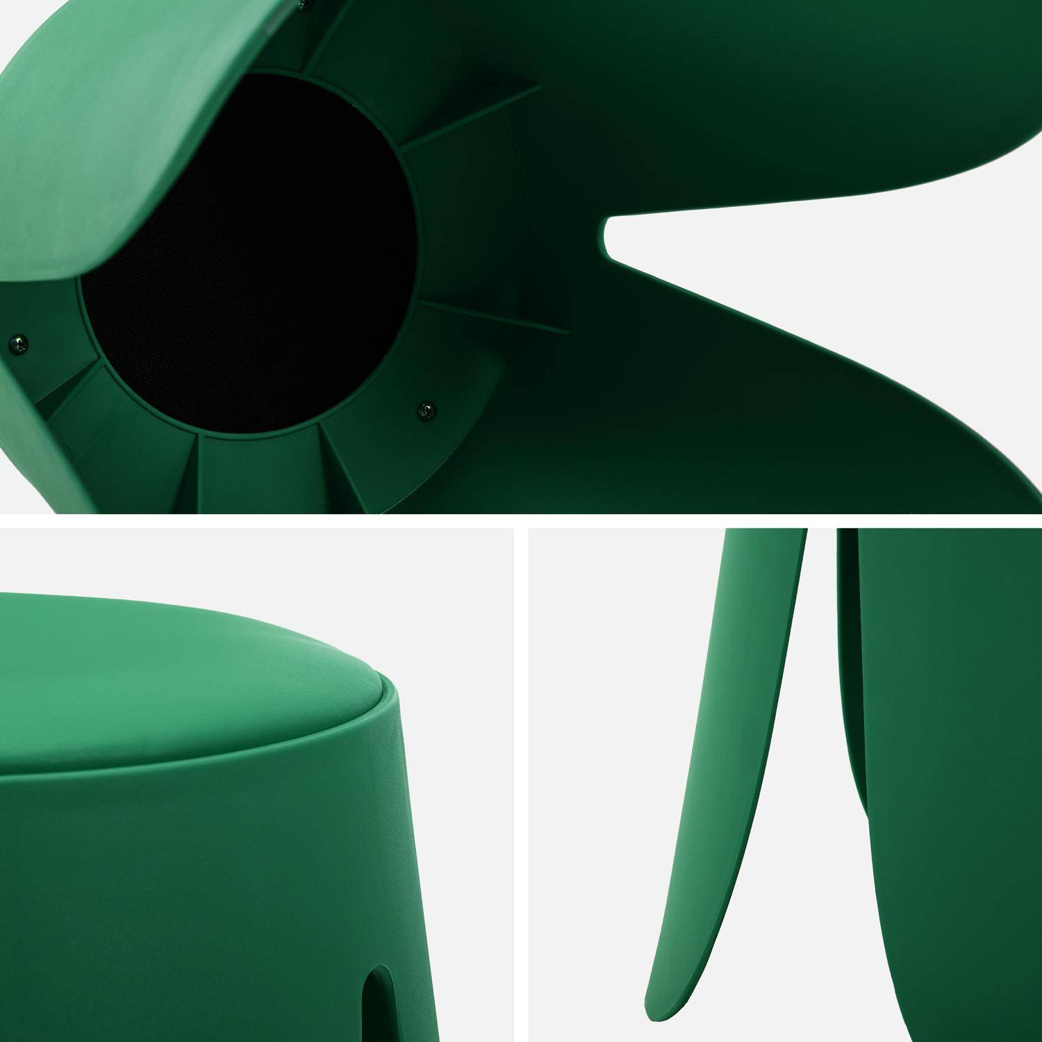 Taburete apilable cuero sintético, set de 4, Niki, Verde, 44x44x46 cm Photo4