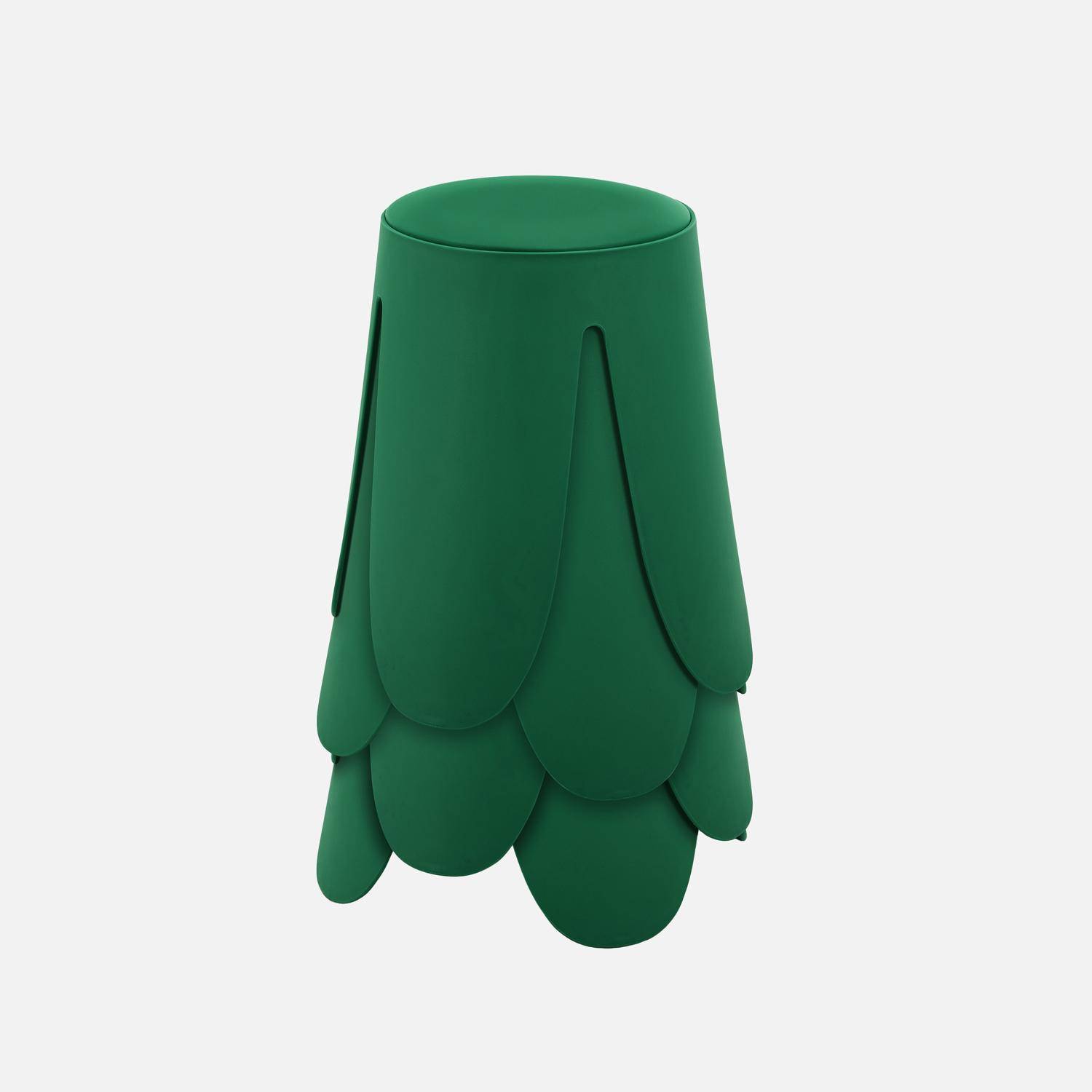 Taburete apilable cuero sintético, set de 4, Niki, Verde, 44x44x46 cm Photo3