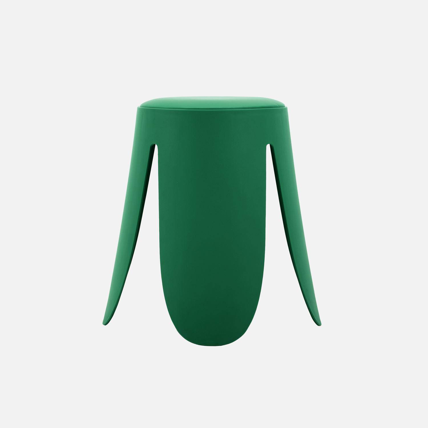 Taburete apilable cuero sintético, set de 4, Niki, Verde, 44x44x46 cm Photo2