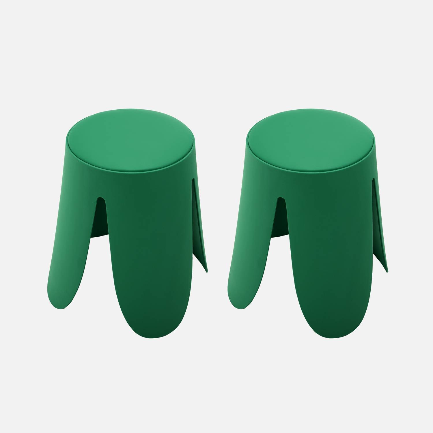 Taburete apilable cuero sintético, set de 2, Verde