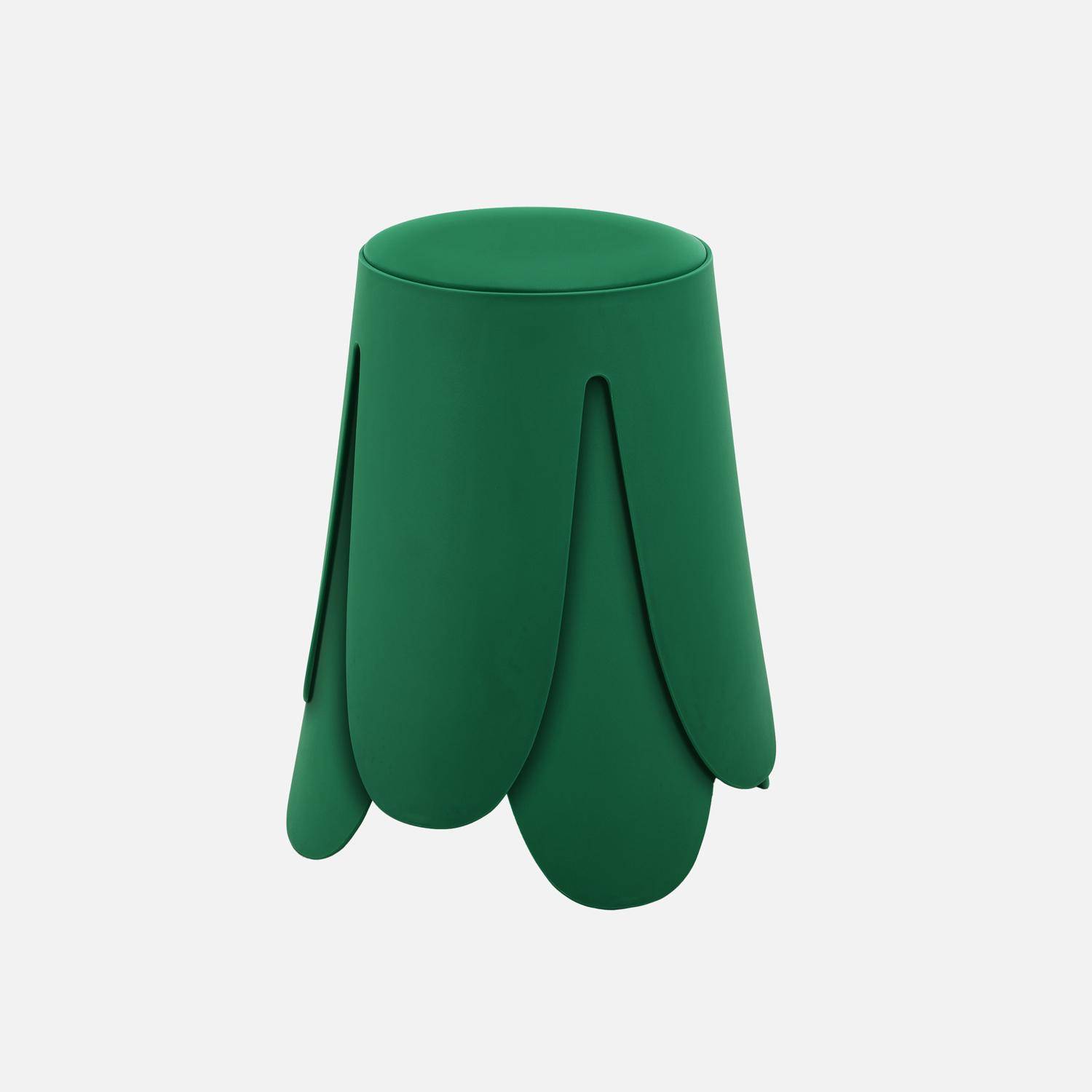 Taburete apilable cuero sintético, set de 2, Niki, Verde, 44x44x46 cm Photo3