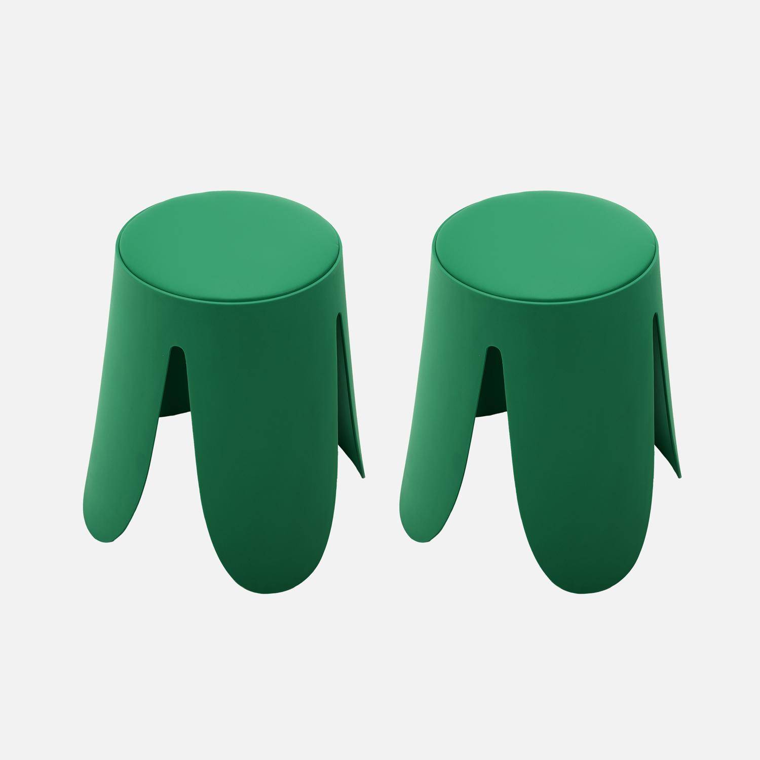 Taburete apilable cuero sintético, set de 2, Niki, Verde, 44x44x46 cm Photo1