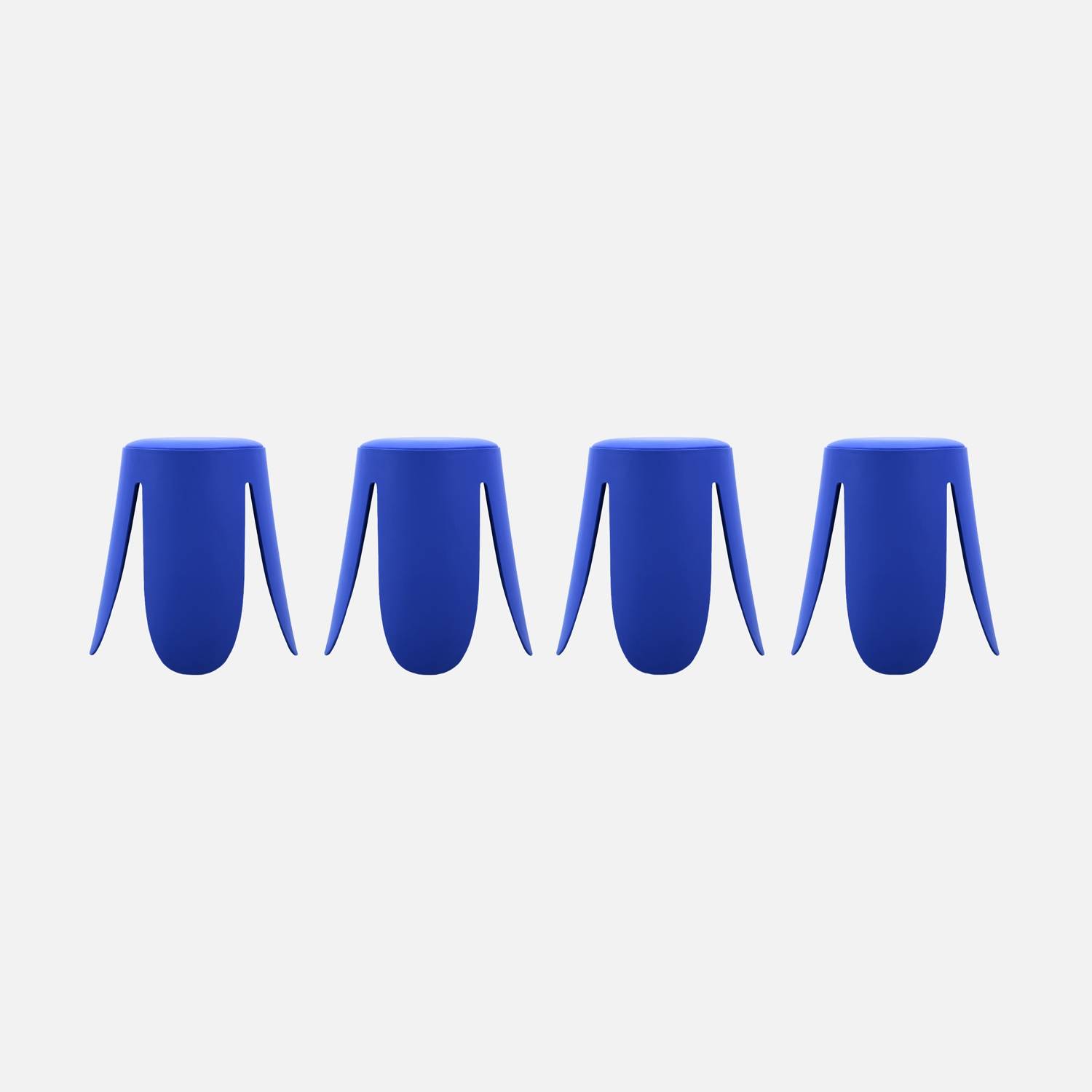 Taburete apilable cuero sintético, set de 4, Azul