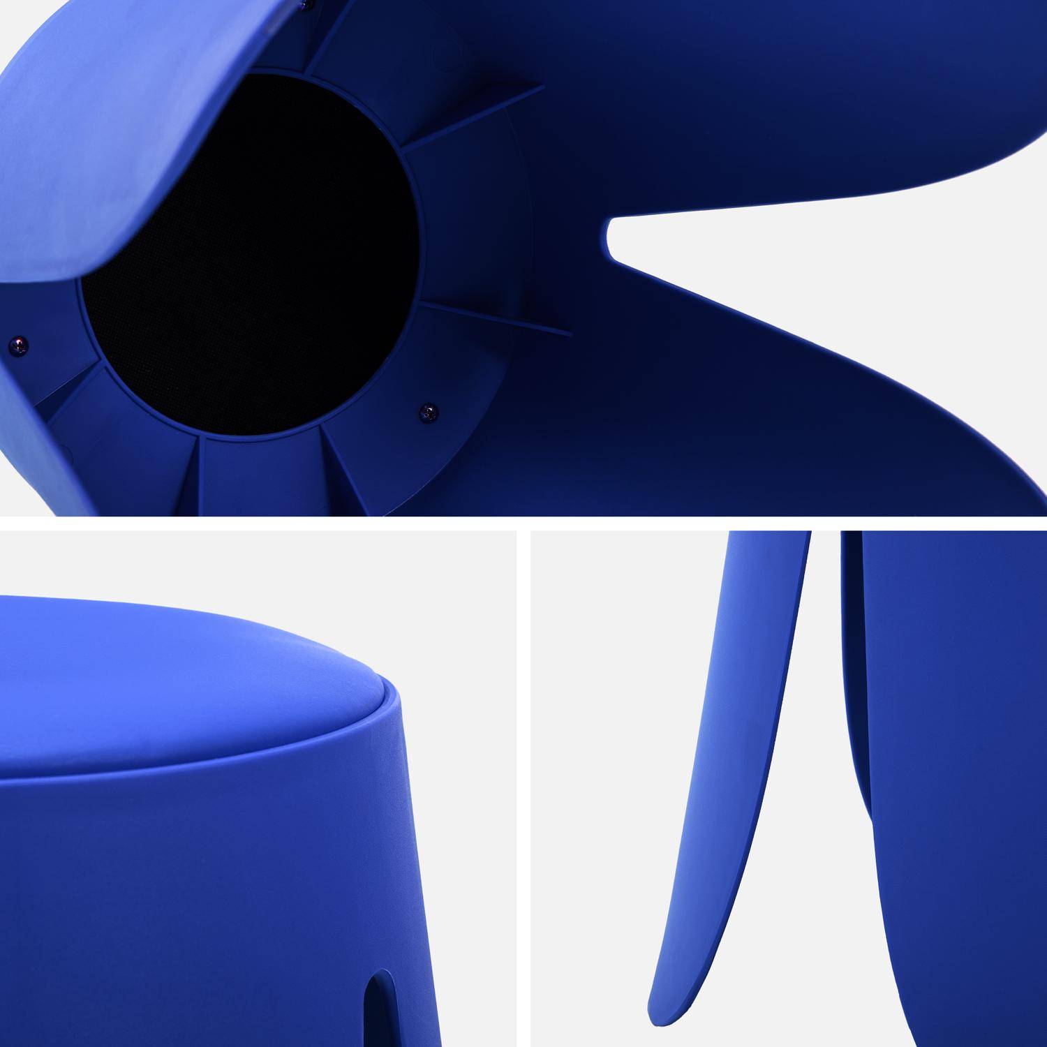 Taburete apilable cuero sintético, set de 4, Niki, Azul, 44x44x46 cm Photo4