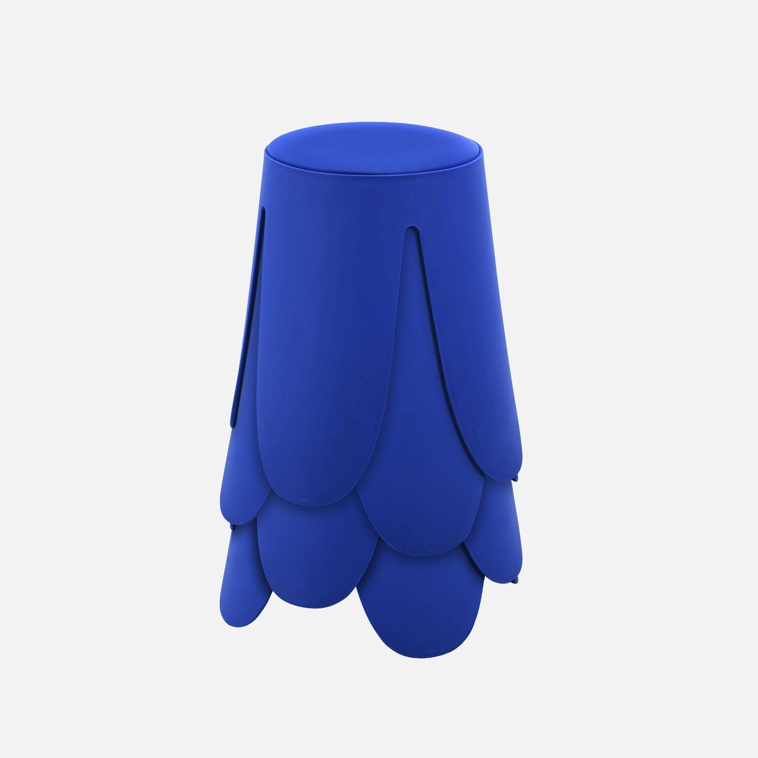Taburete apilable cuero sintético, set de 4, Niki, Azul, 44x44x46 cm Photo3