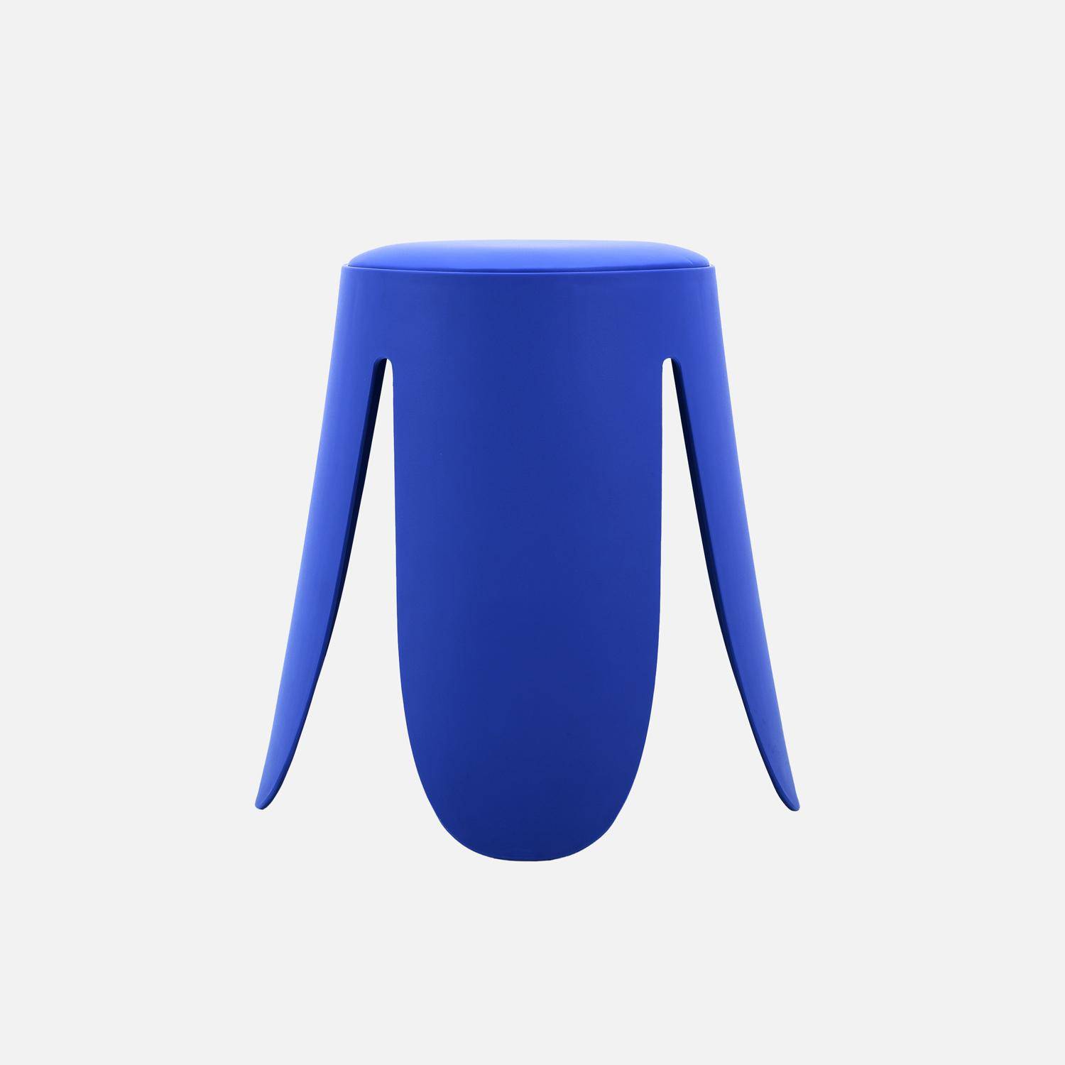 Taburete apilable cuero sintético, set de 4, Niki, Azul, 44x44x46 cm Photo2