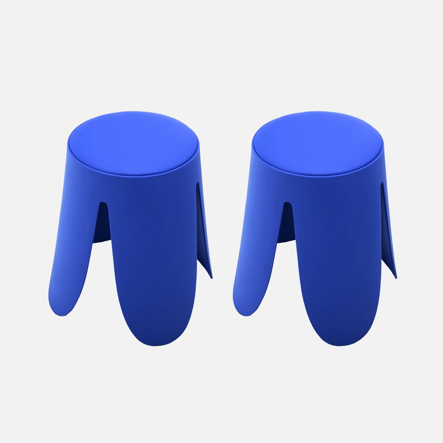 Taburete apilable cuero sintético, set de 2, Azul