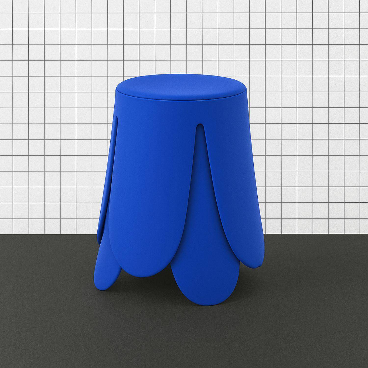 Taburete apilable cuero sintético, set de 2, Niki, Azul, 44x44x46 cm Photo3