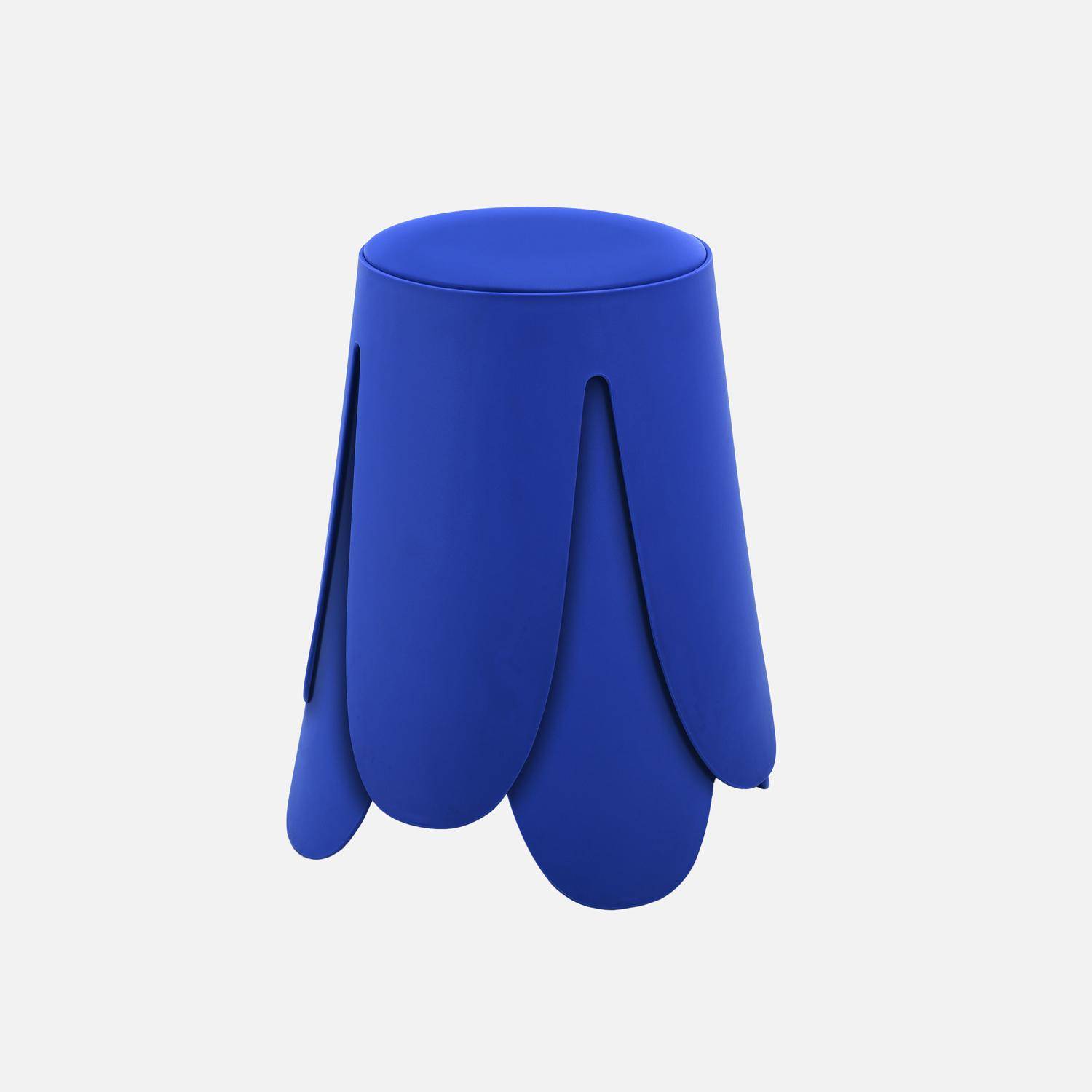 Taburete apilable cuero sintético, set de 2, Niki, Azul, 44x44x46 cm Photo4