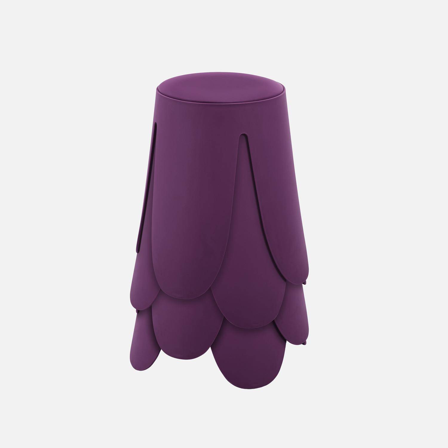 Taburete apilable cuero sintético, set de 4, Niki, Violeta, 44x44x46 cm Photo3