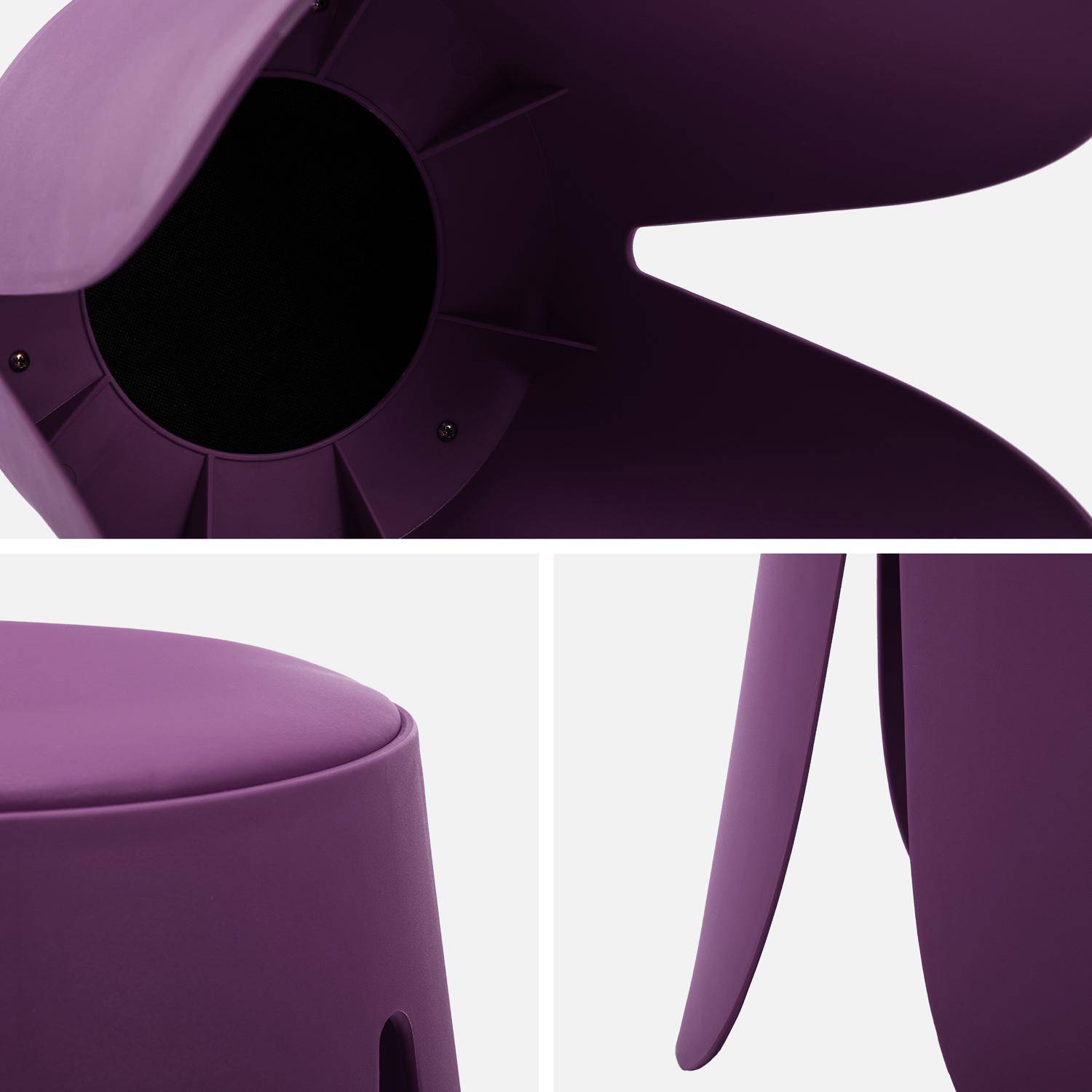 Taburete apilable cuero sintético, set de 4, Niki, Violeta, 44x44x46 cm Photo4