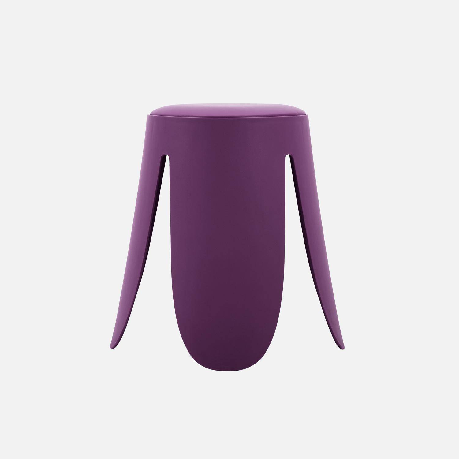 Taburete apilable cuero sintético, set de 4, Niki, Violeta, 44x44x46 cm Photo2